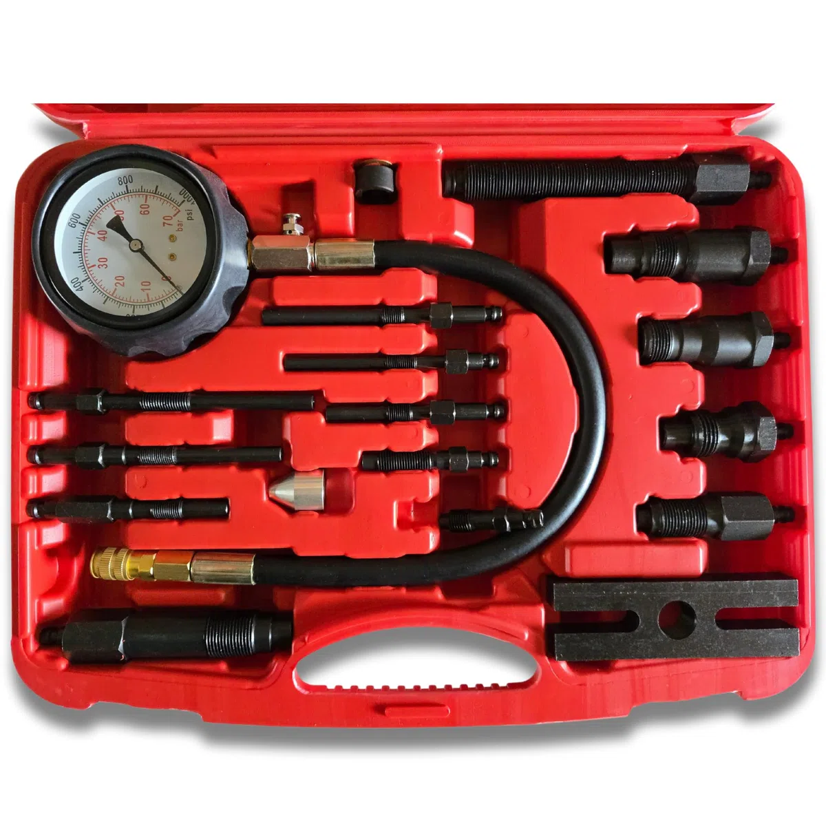 Medidor de Compresión para Motores Diésel de Inyección Directa e Indirecta 0-1000 PSI / 0-70 BAR