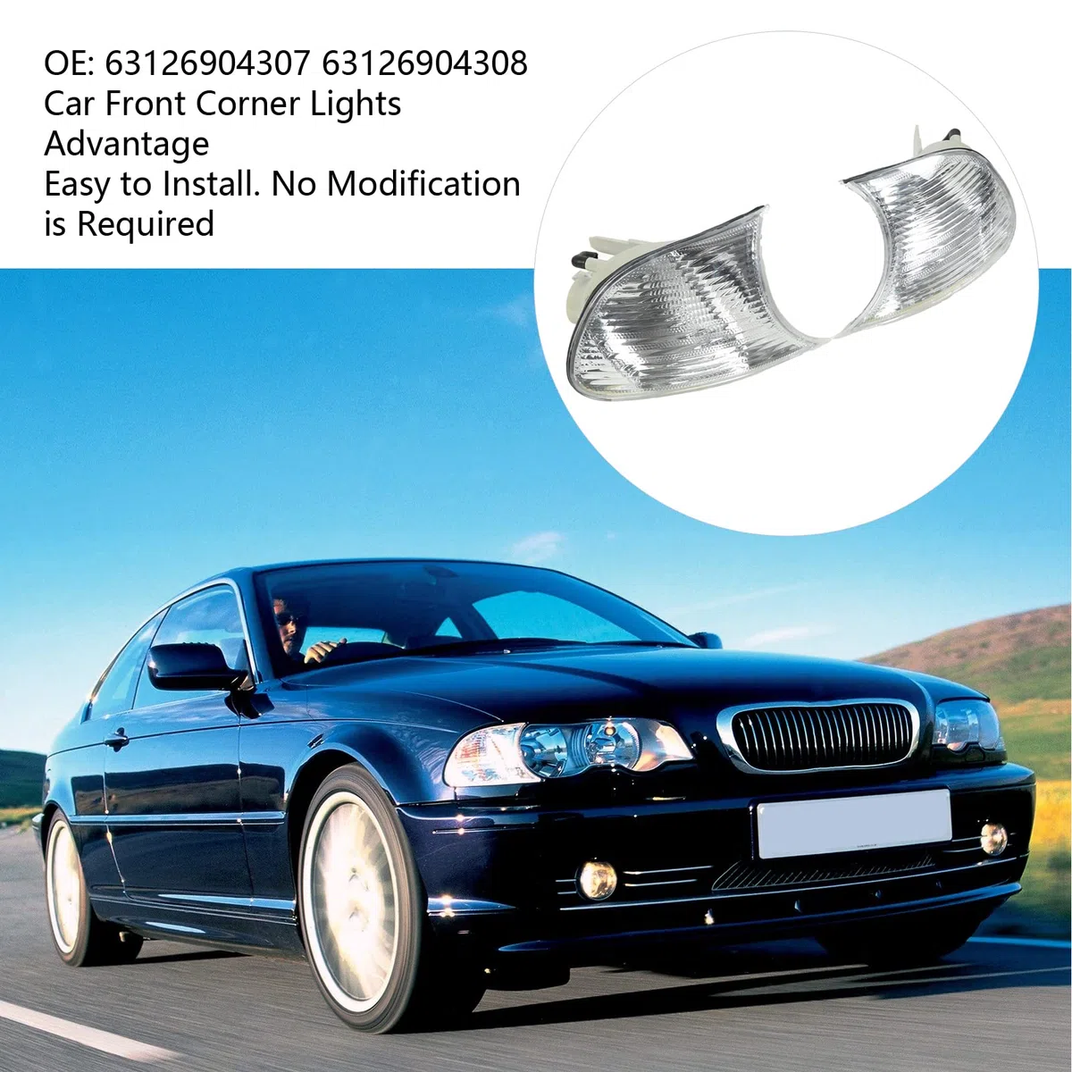 Luces de Señalización Delanteras para 3 Series E46 Coupé 1998‑2001 Lente Transparente Compatibles con Izquierda y Derecha Reemplazo Directo para Luces Originales