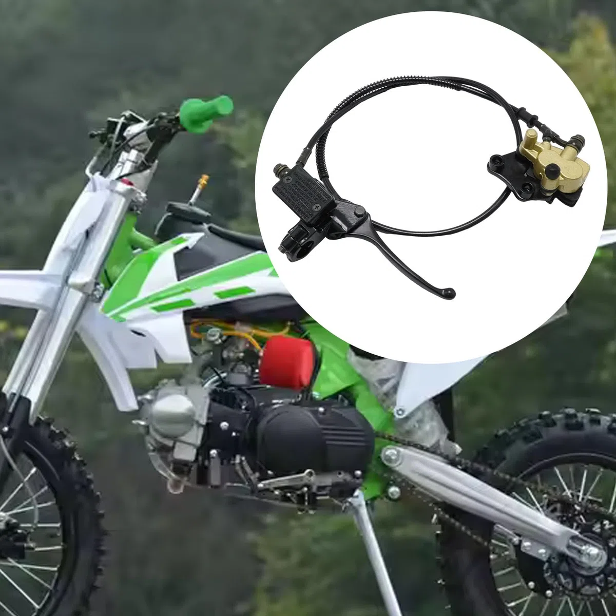 Freno de disco delantero cilindro maestro pinza de freno con pastillas de freno, repuesto para 50cc 70cc 90cc 110cc 125cc 150cc Dirt Bike Pitbike