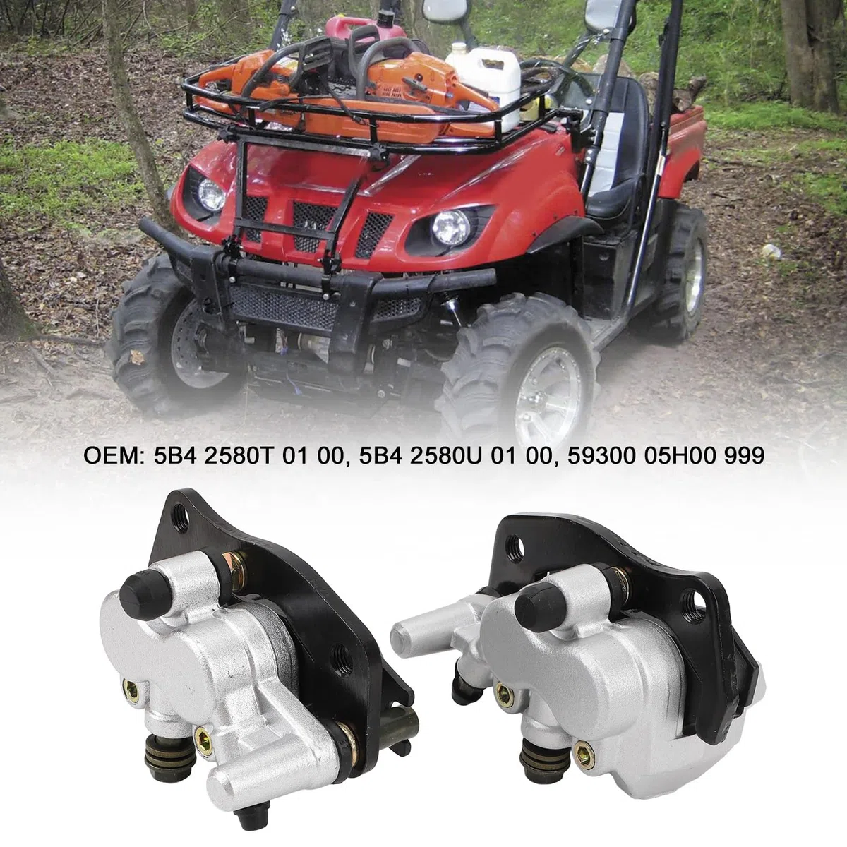 Par de Pinzas de Freno Delantero Izquierdo y Derecho para Rhino 450/660/700 - Pinzas Hidráulicas Compatibles con OE con Ajuste, Disipación de Calor y Control - 5B4 2580T 01 00