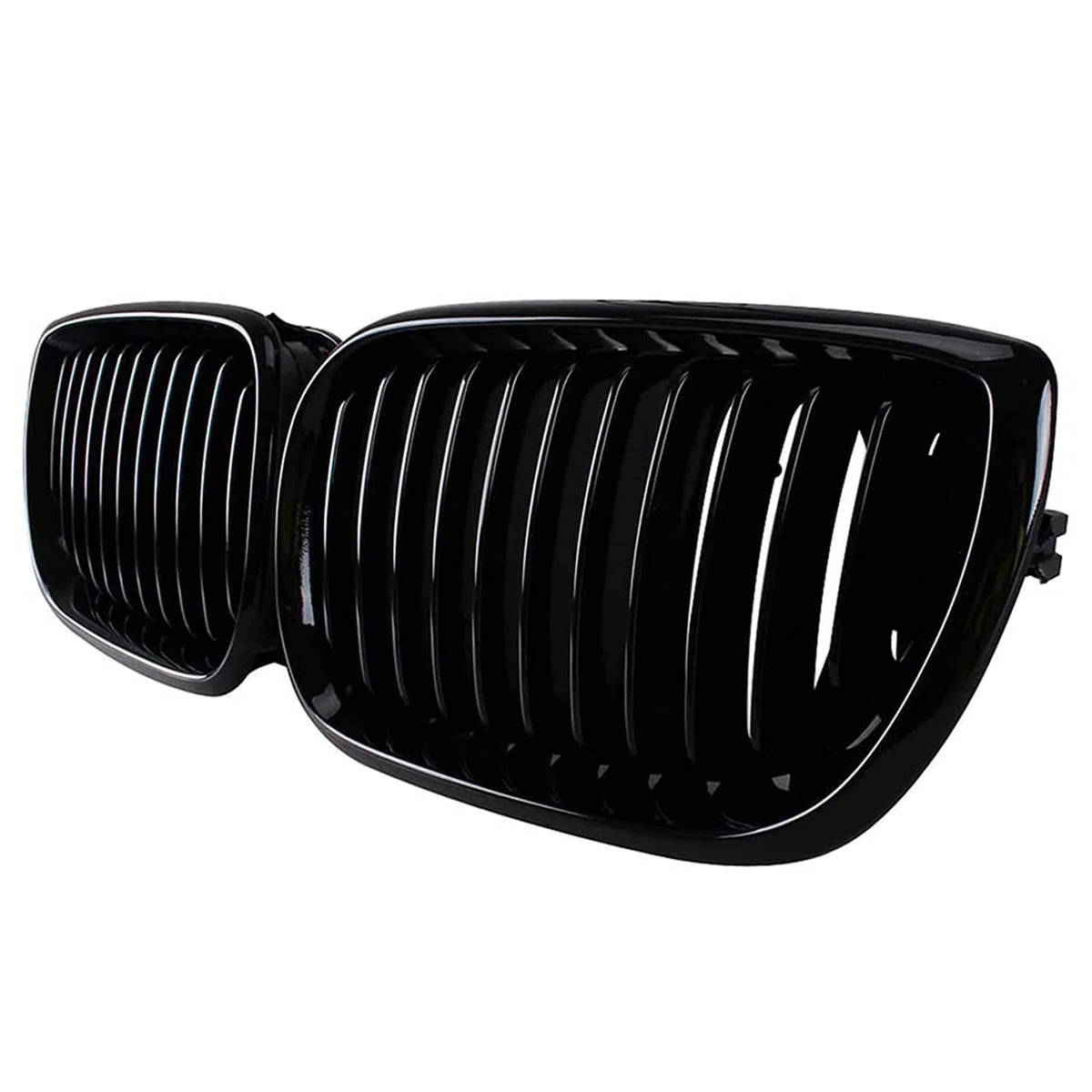 E46 Rejilla de Radiador, Parrilla Frontal Negra de Alto Brillo, Par de Rejillas de Radiador deportivas de Doble Barra para Serie 3 E46 4 Puertas 4d 2002-2005 Lci Facelift (No Apto para 2 Puertas)