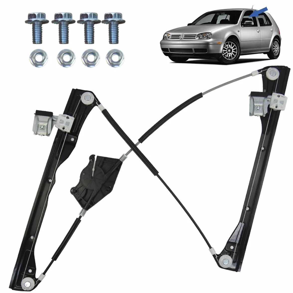 STARKIT PERFORMANCE Elevalunas compatible para Golf 4 y Bora (1997-2006) DELANTERO IZQUIERDO (conductor) 1J4837461D, 1J4837461F, 1J4837461H