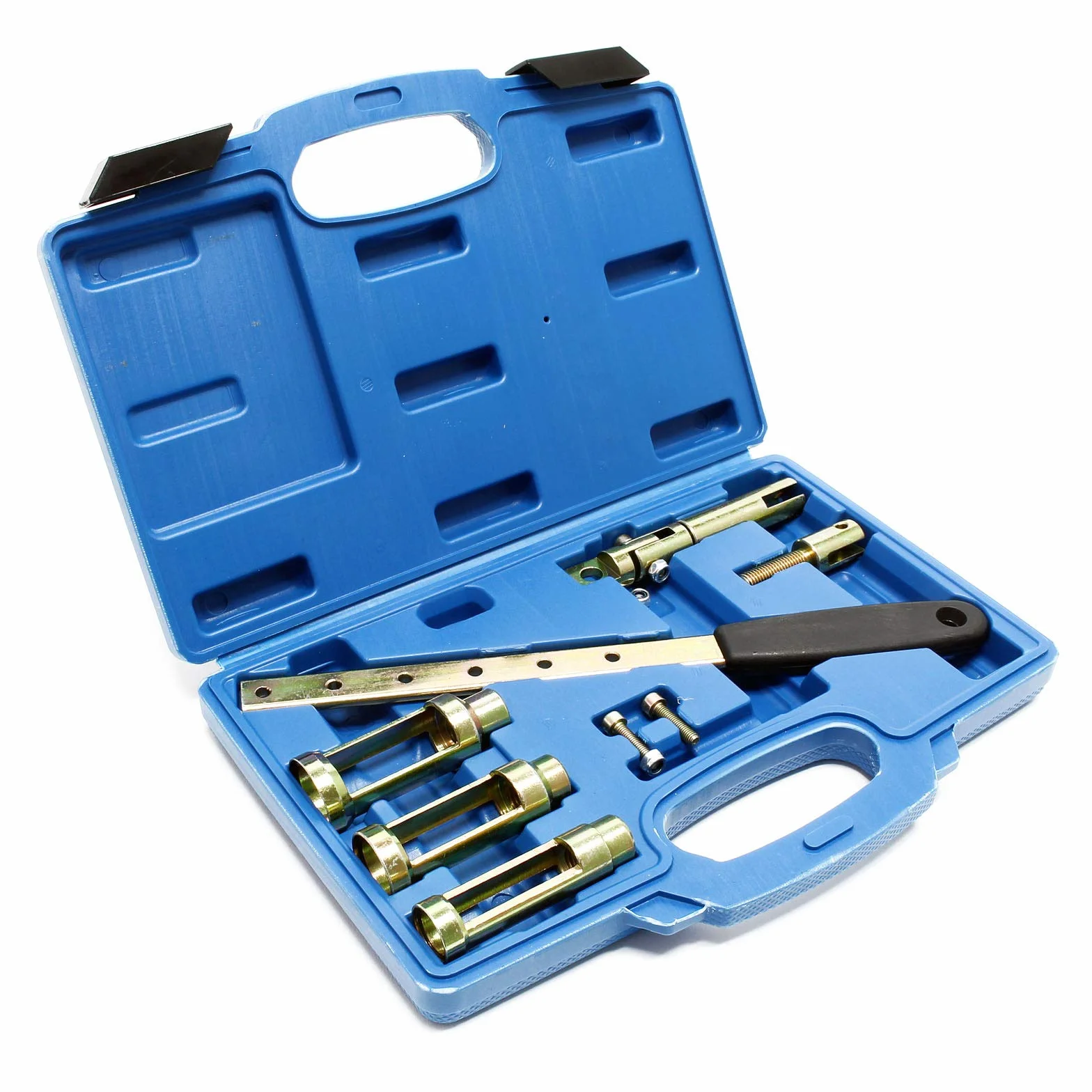 WilTec Set tensores Resorte válvula Cambio Junta Culata Motor 8V 12V 16V Set Herramientas mecánica Maletín