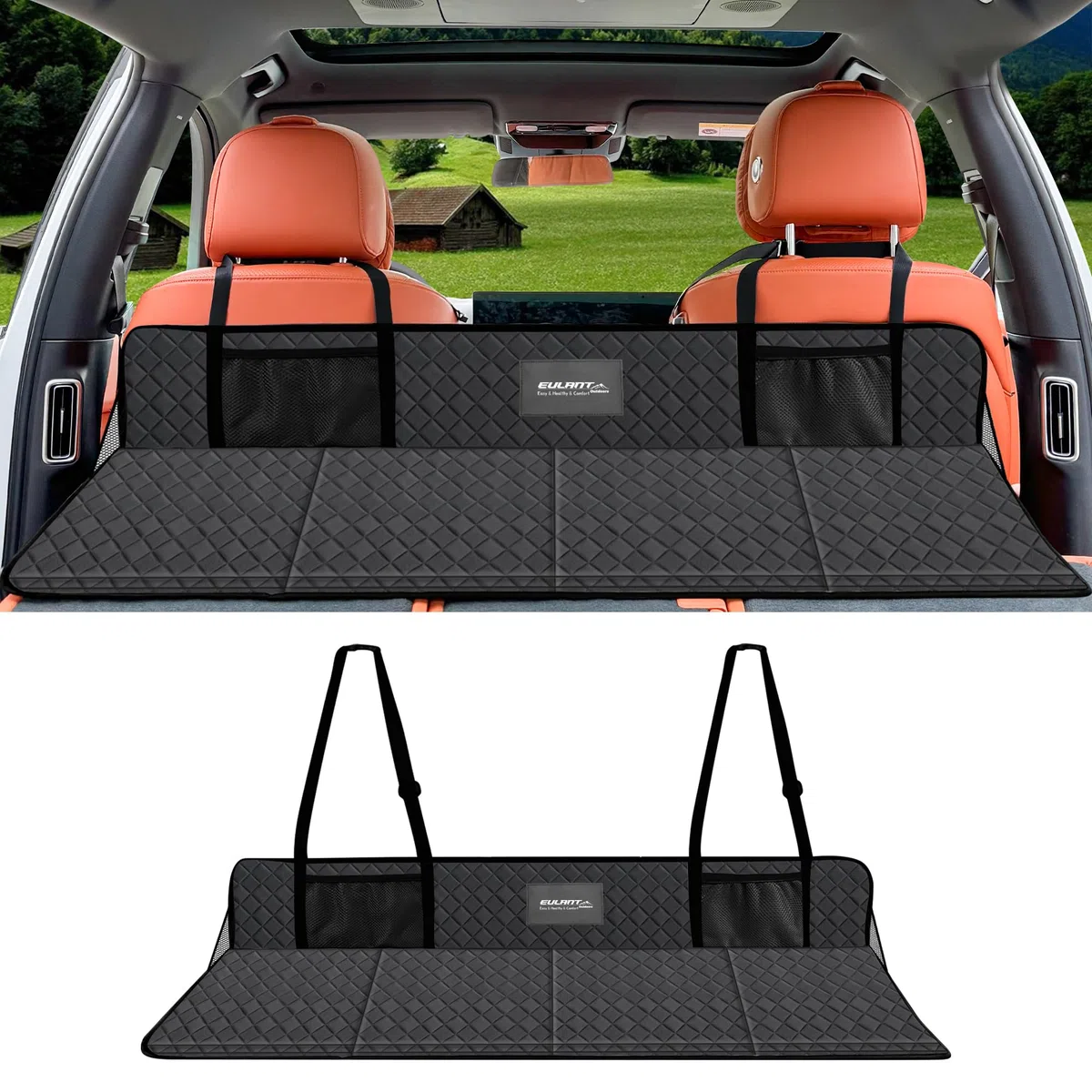 EULANT Extensor de Asiento Trasero de Coche, Soporte de Colchón de Aire de Coche,Alargar el Asiento Trasero Proporciona más Espacio para los Perros,para la Mayoría de Coches/SUV/MPV, Tesla Model Y/3