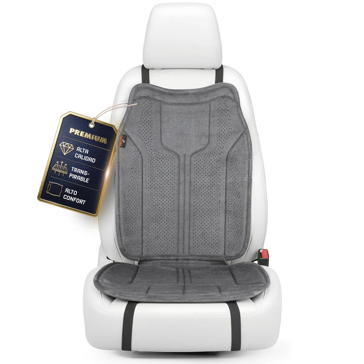 Walser Cojin Premium Coche Nubo, 1 Protector Antracita, Funda Delantera Aspecto Alcantara, Proteccion para Posicion Delantera