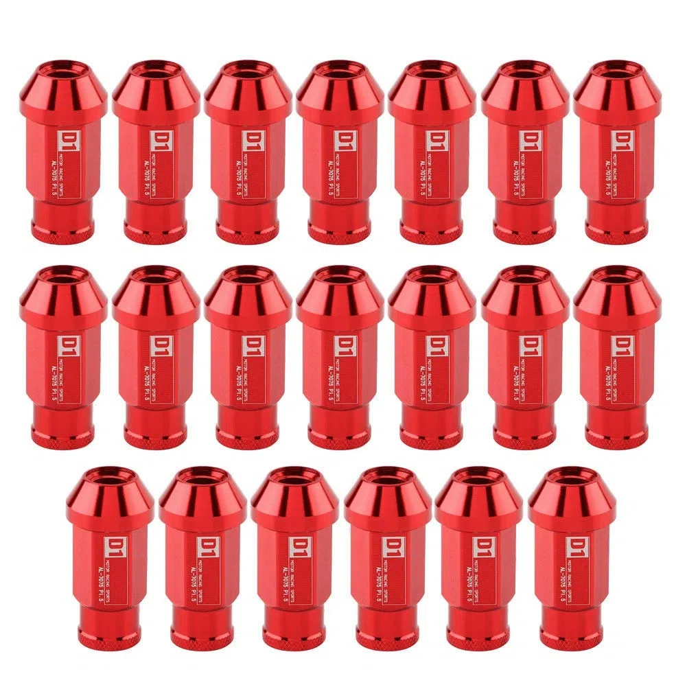 KIMISS Tue de aluminio para ruedas M12x1.5, para coches y tuning, roja, ligera y resistente, tornillo para llantas deportivas