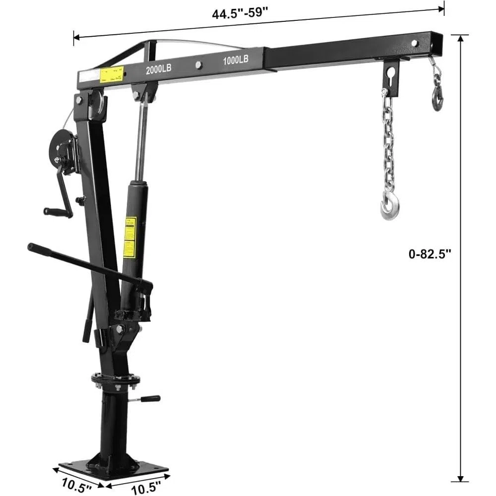 SDdPulse Herramienta de elevación resistente para camión grúa con cabrestante hidráulico, grúa plegable para elevación de motor, polipastos eléctricos de elevación de motor, negro, amarillo