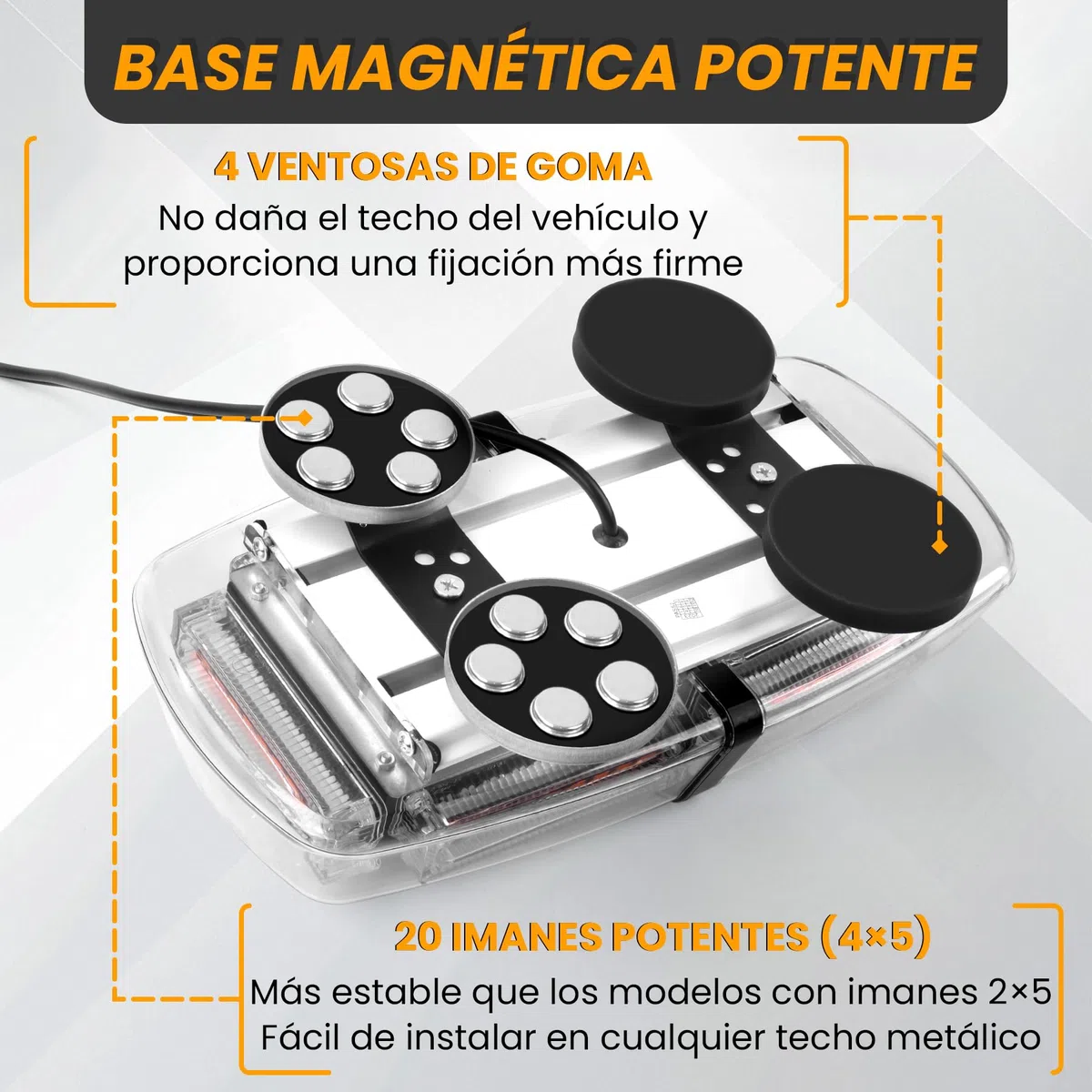 Luces Estroboscópicas De Emergencia para Coche 54 LED Magnéticas 12-24V 7 Modos Doble Control IP65 Luz De Advertencia Universal para Camión SUV Vehículos