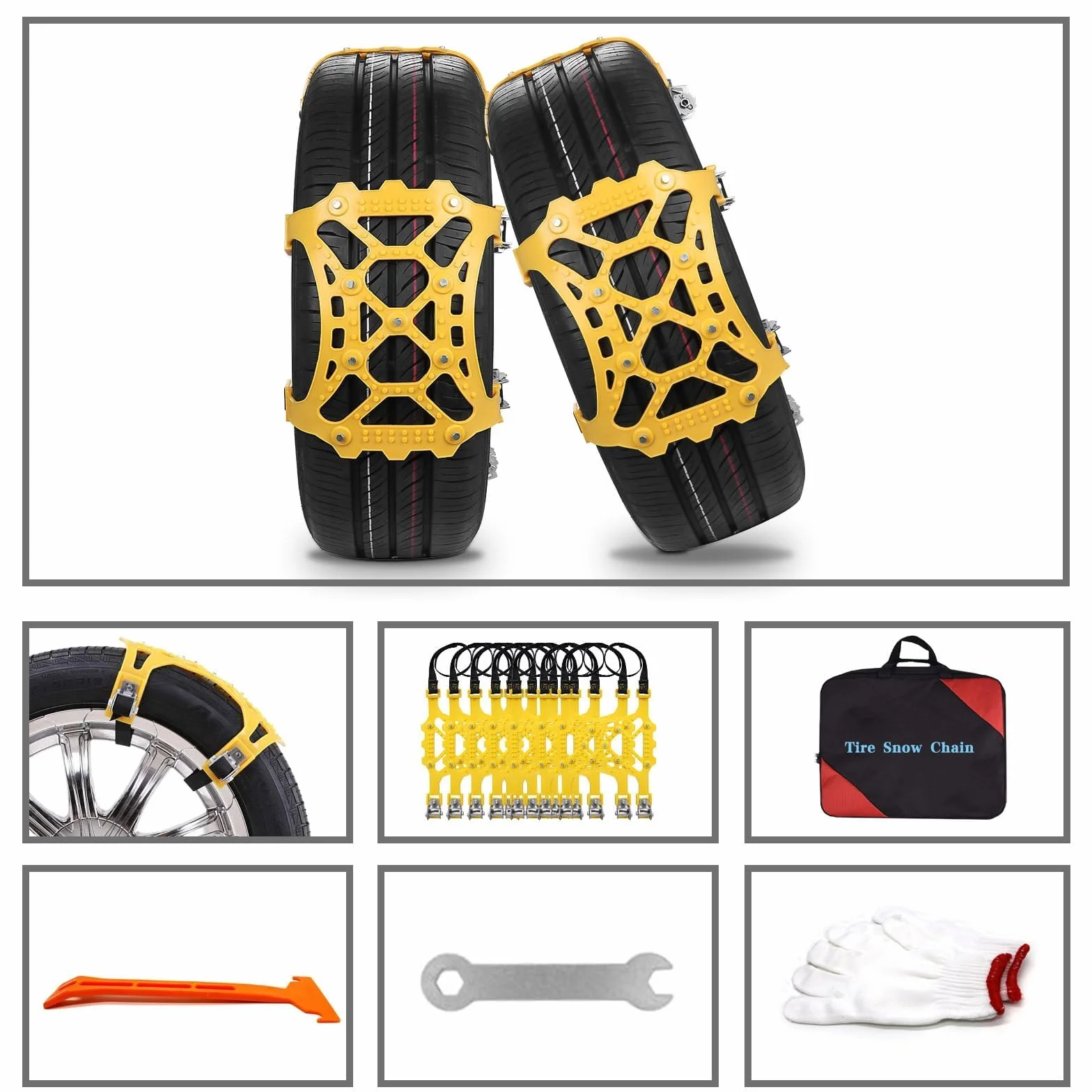 Cadenas De Nieve Universales Para Coche, 6 Unidades Antideslizantes, Para Neumáticos De 165 A 265 Mm De Ancho, Para Vehículos Utilitarios Deportivos, Fáciles De Montar Para Invierno, Hielo, Barro