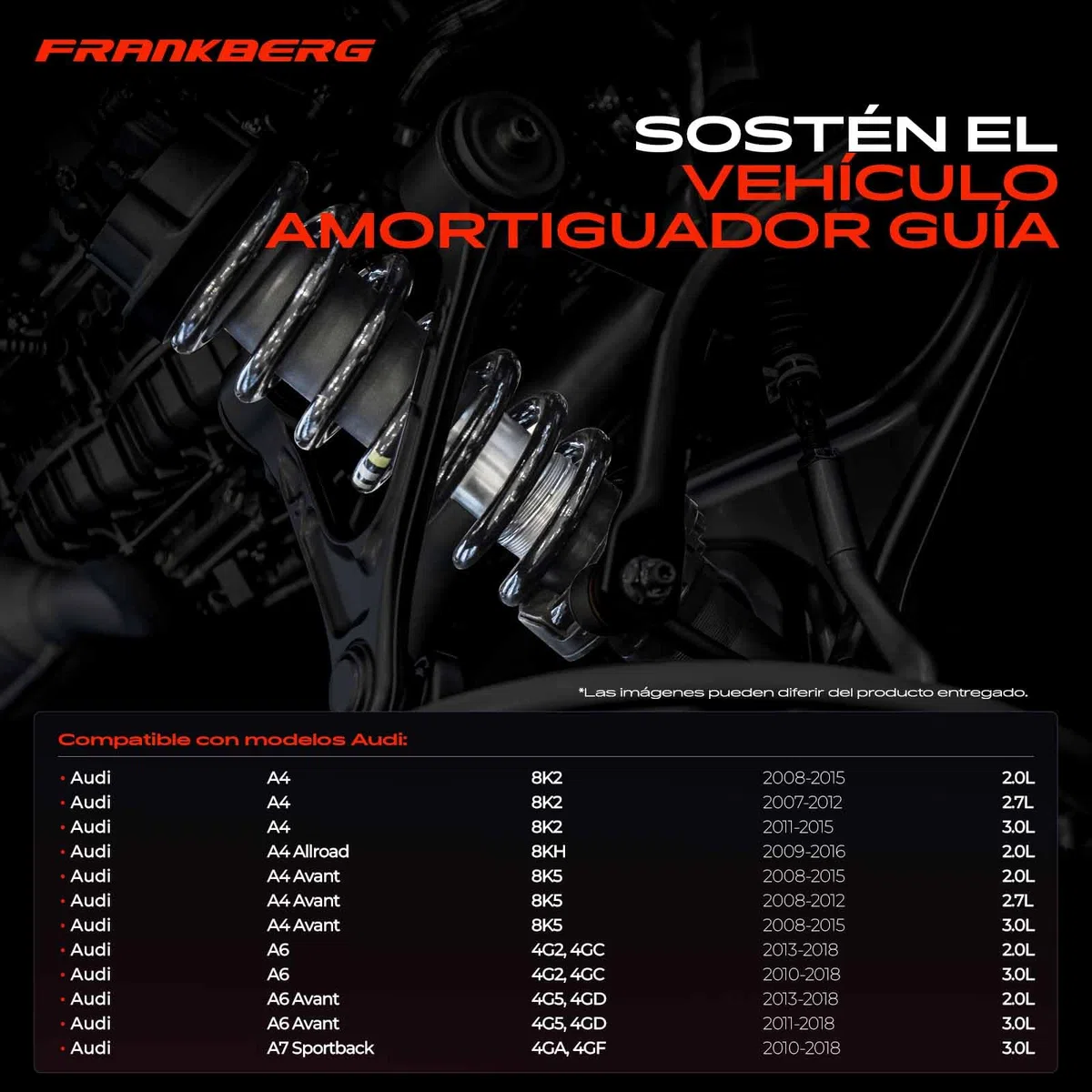 Frankberg 2x Muelles de Suspensión Eje delantero izquierdo derecho Compatible con A4 8K2 A4 Allroad 8KH A4 Avant 8K5 A6 4G2 4GC A6 Avant 4G5 4GD A7 Sportback 4GA 4GF Replace# 4004290