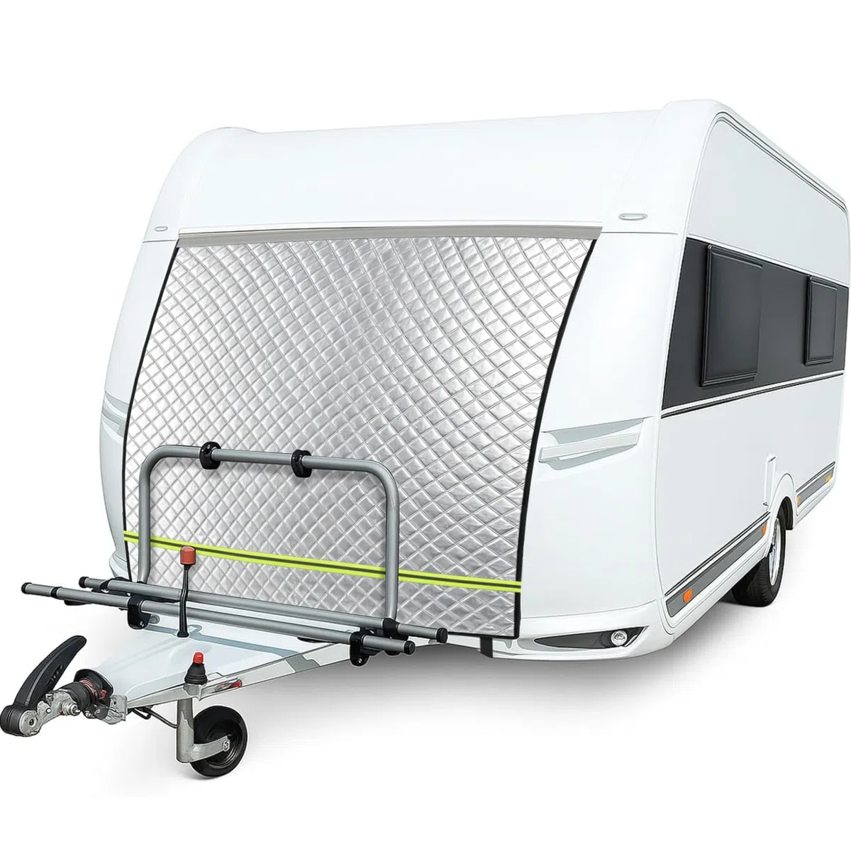 Lona de Protección de Proa para Caravana Termo, Toldo de Aire para Caravana Cubierta Protectora Frontal con Tubería, Estera Térmica Exterior A Prueba de Invierno e Impermeable (165 * 160cm)