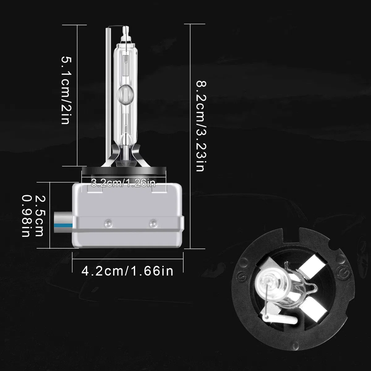 WinPower D8S Bombilla Xenon 35W Xenón para Coche 6000K Blanco Frío Luces Lampara Descarga 12V HID Kit de Conversión, 2 Lamparas