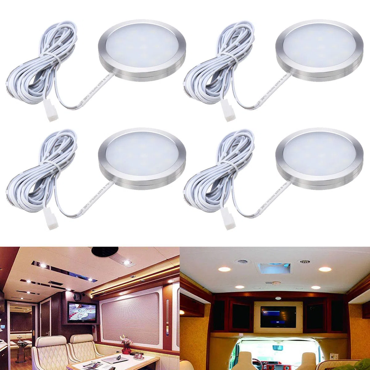 Iluminación 12 V para autocaravana, foco LED para interior Control remoto para autocaravana T4 T5 Autocaravana Caravana Luz 12V (4 luces)