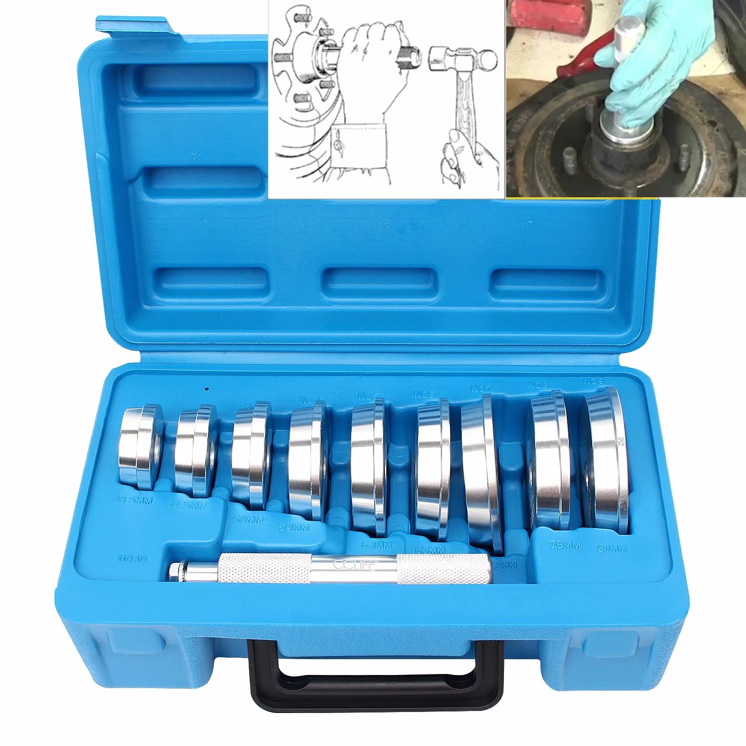 CCLIFE Set de 10 Piezas Punzones de Aluminio para Prensa de Taller, Herramientas para Rodamientos, Casquillos y Sellos de Aceite