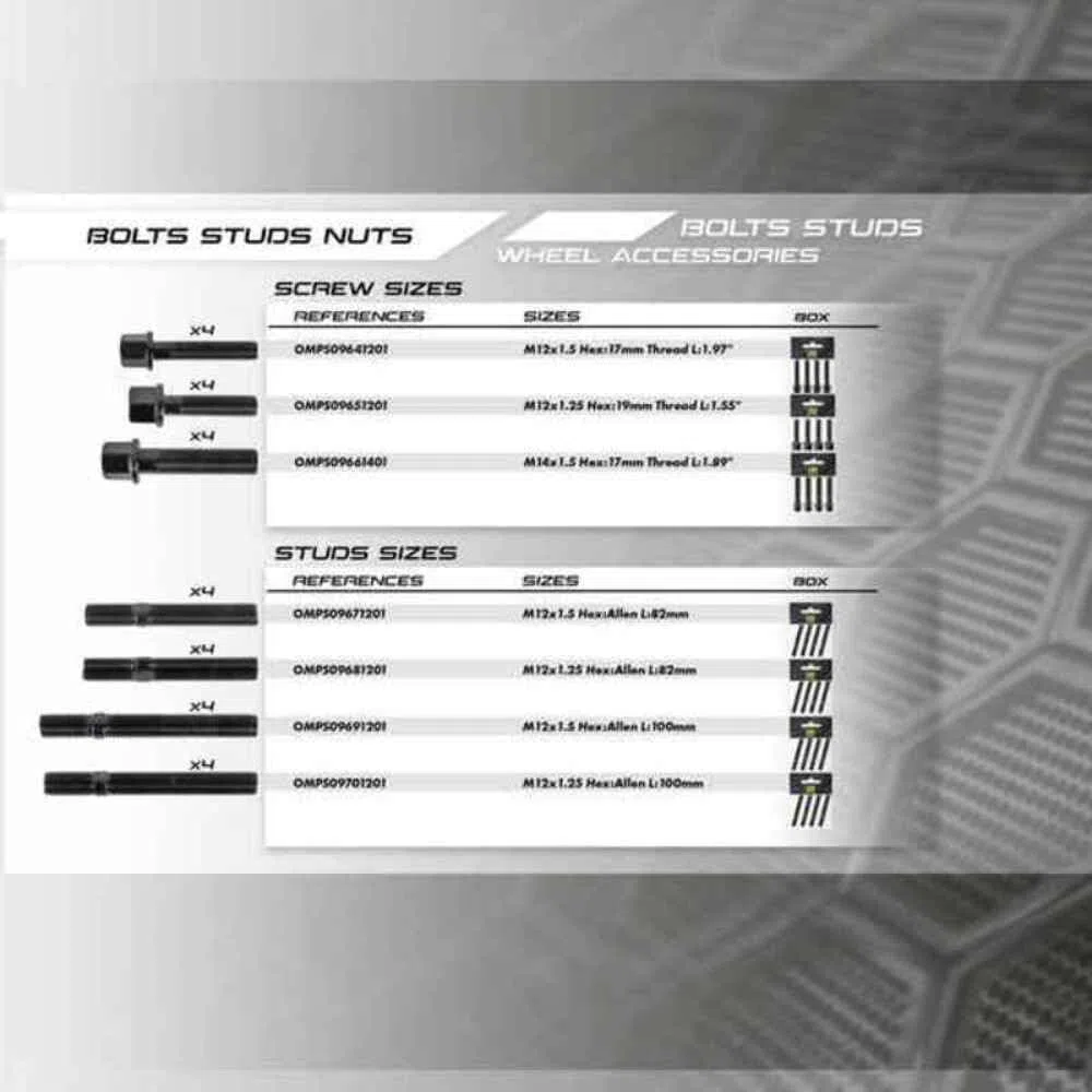 OMP SPEED Set 4 Esparragos Ruedas Coche OMP M12X1.25 Largo 100MM