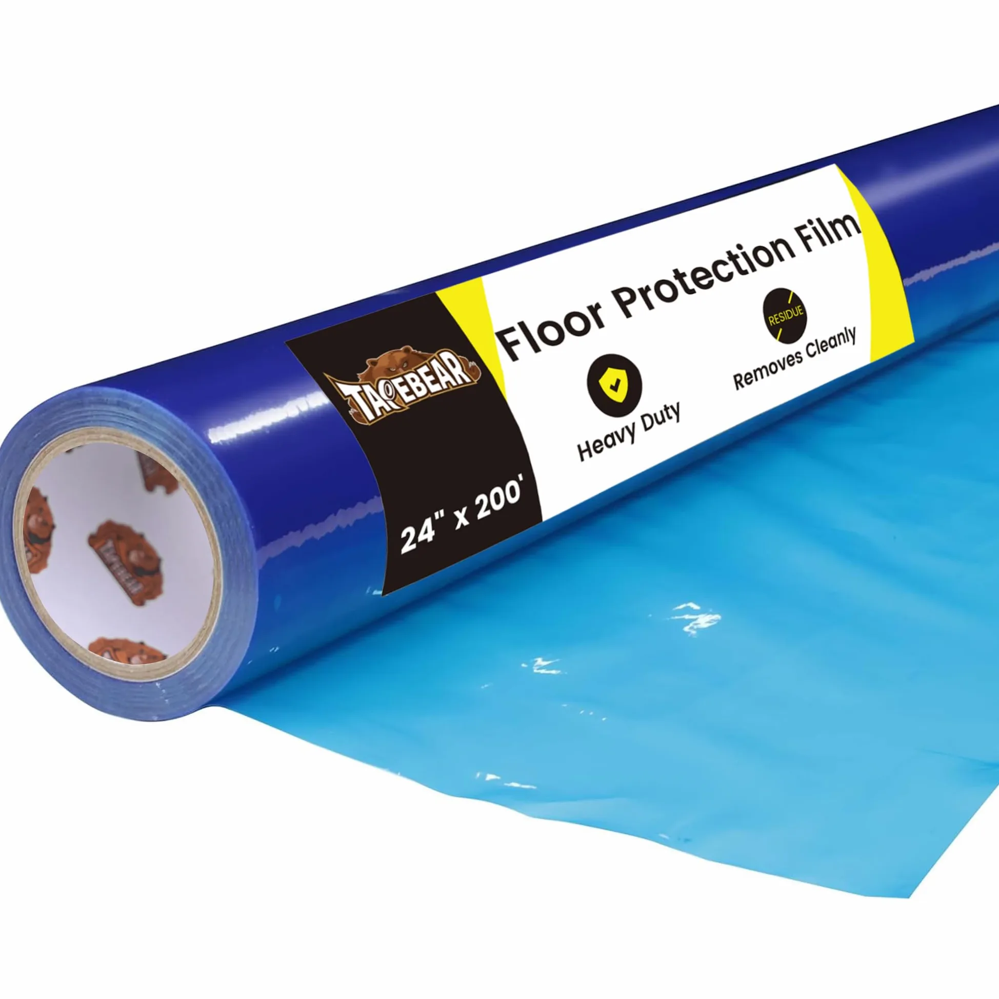 TAPEBEAR Película Protectora para Suelos 60cm x 60m, Protector de Suelo Autoadhesivo, Cubre Suelos Remoción Limpia 37㎡, Protección para Pintura y Reformas