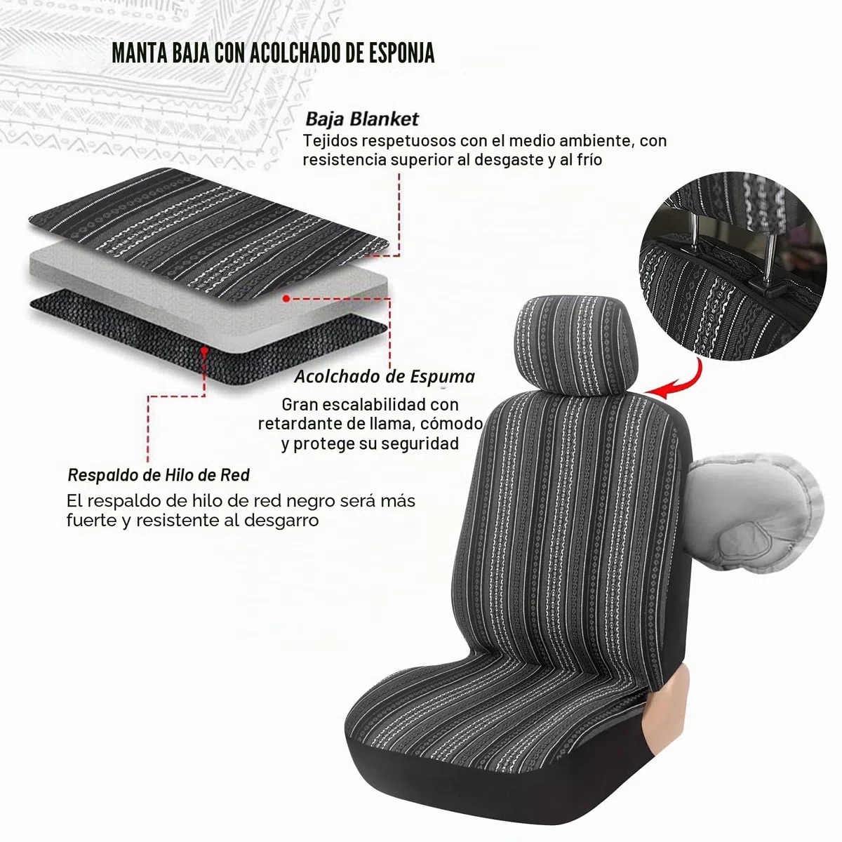 AUTOYOUTH Funda Universal para Asiento de Coche, Camión, Furgoneta, SUV, Compatible con Airbag (2 + 1)