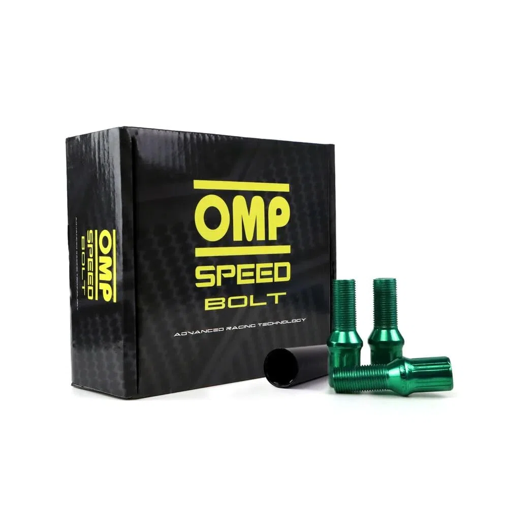 OMP Speed Juego de 20 Tornillos Acero de Colores M14X1.5 Llave de 17/19 Largo 27mm Color Verde y Material DIN 10.9