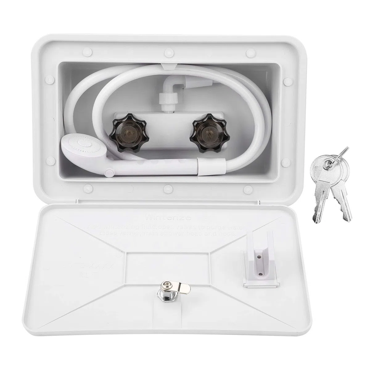 Tbest Kit de Caja de Ducha, Caja de Ducha Exterior, Kit de Lavado al Aire Libre con Cerradura, Accesorio para Barco, Autocaravana, Grifo Exterior, Herramienta de Ducha para vehículos recreativos