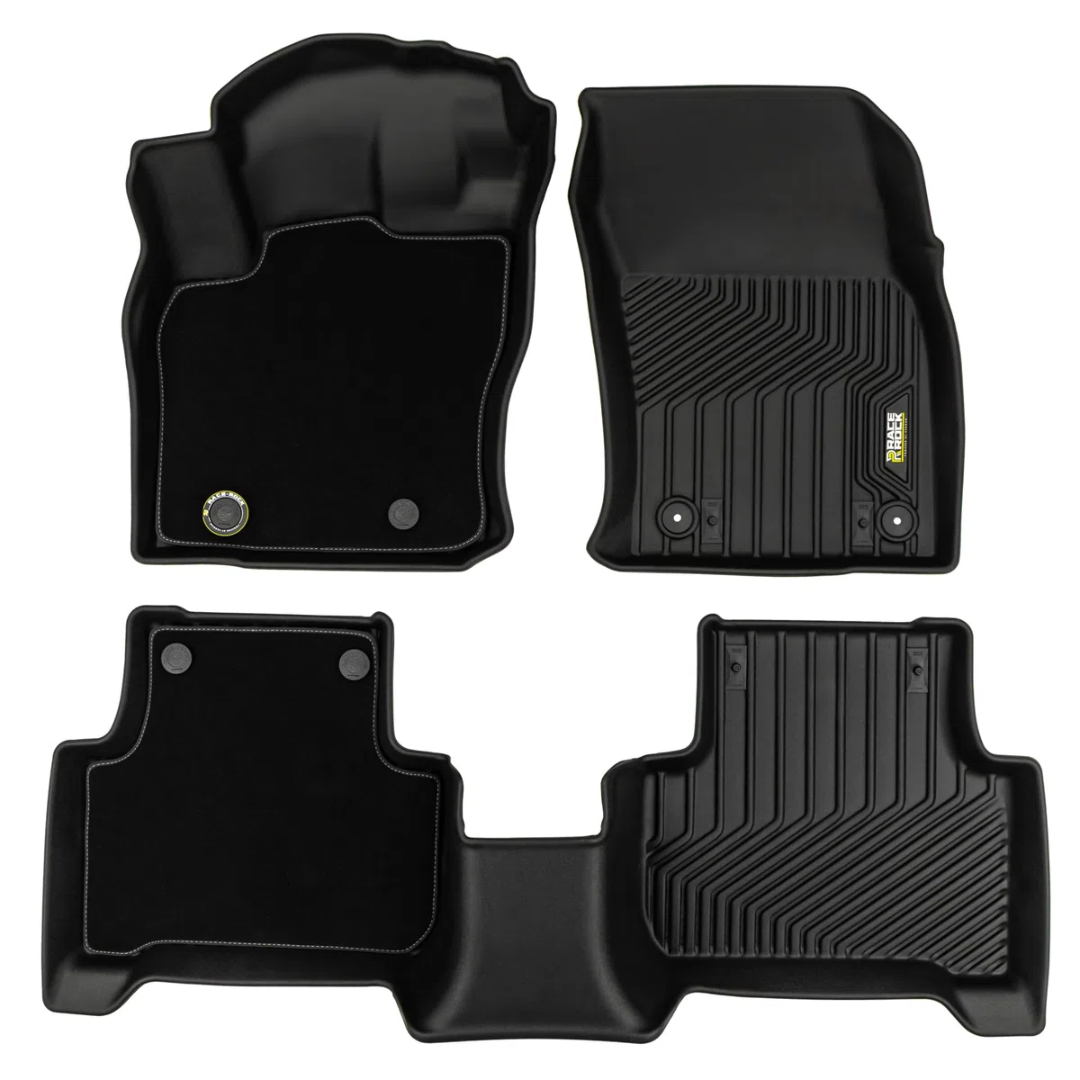 FROGUM Race Rock Alfombrillas para Coche 2 en 1 TPE + Terciopelo Alfombras para Volkswagen Tiguan II 2016-2024| Los Bordes Altos hasta 20cm