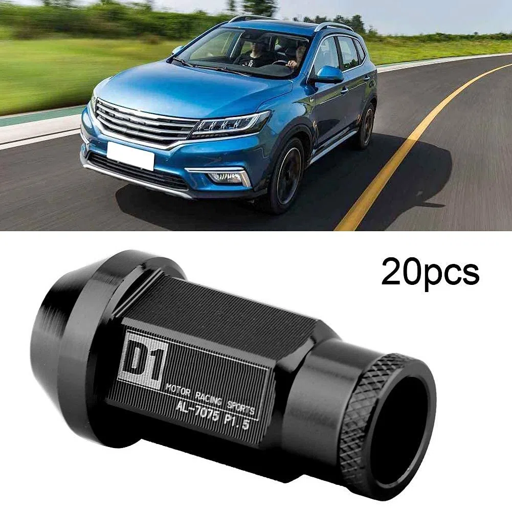 KIMISS Tue de aluminio para rueda de carreras M12x1.5, para automóvil, negra, ligera y resistente, tornillo para llanta, tue para neumático