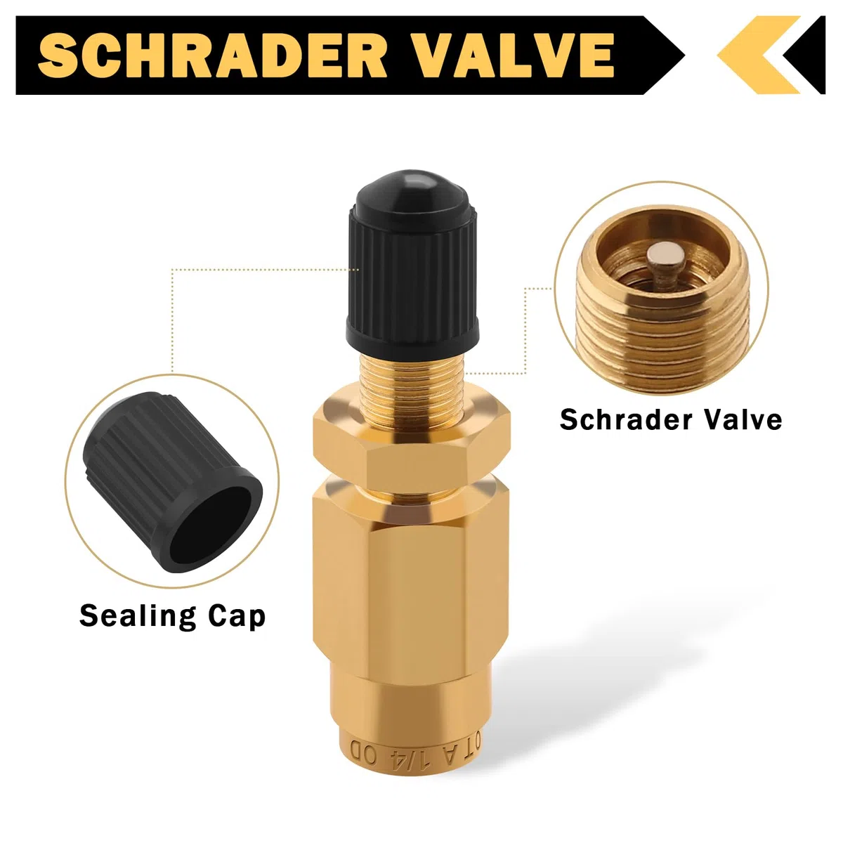 Cheemuii 4 válvulas Schrader de inflado de 1/4 pulgadas con empuje para conectar tubos de línea de aire OD de 1/4 pulgadas y suspensión de resorte de aire para semirremolque, tractor