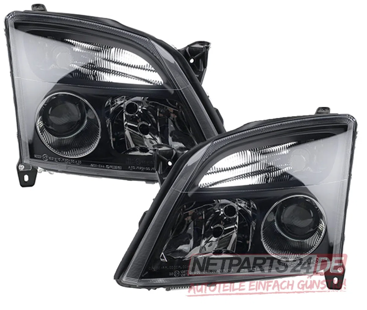 Johns, Juego de faros halógenos para Opel Vectra negro C 02-05 H7 H7 transparente L R