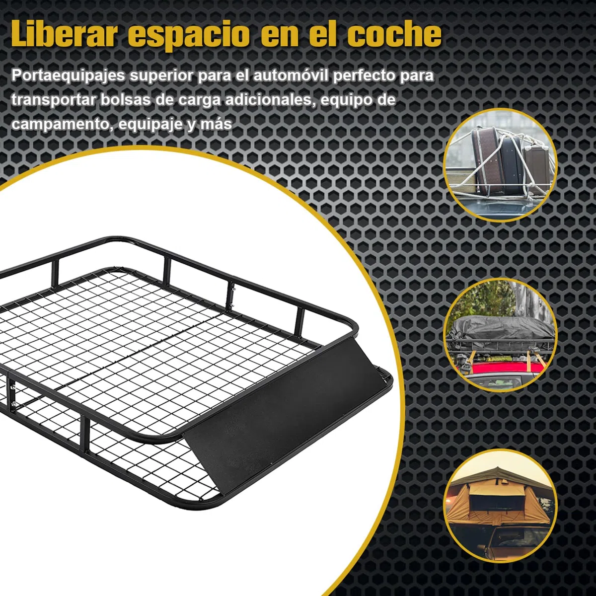 COSTWAY Baca Universal de Metal, Portaequipajes para Techo de Coche, Carga hasta 75kg, Impermeable, 122x102x15cm, para Autos Universal