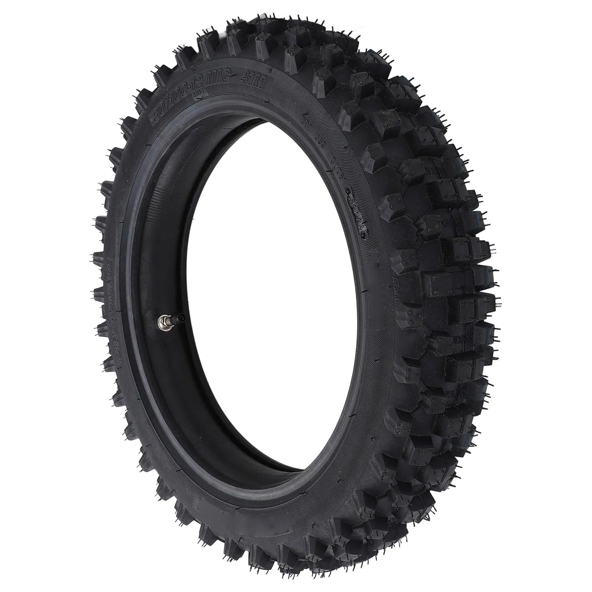 KIMISS Neumático 80/100-12 para motocross, kit con cámara 90/100-12 y válvula, para mini bikes y scooters, agarre off-road, diseño resistente