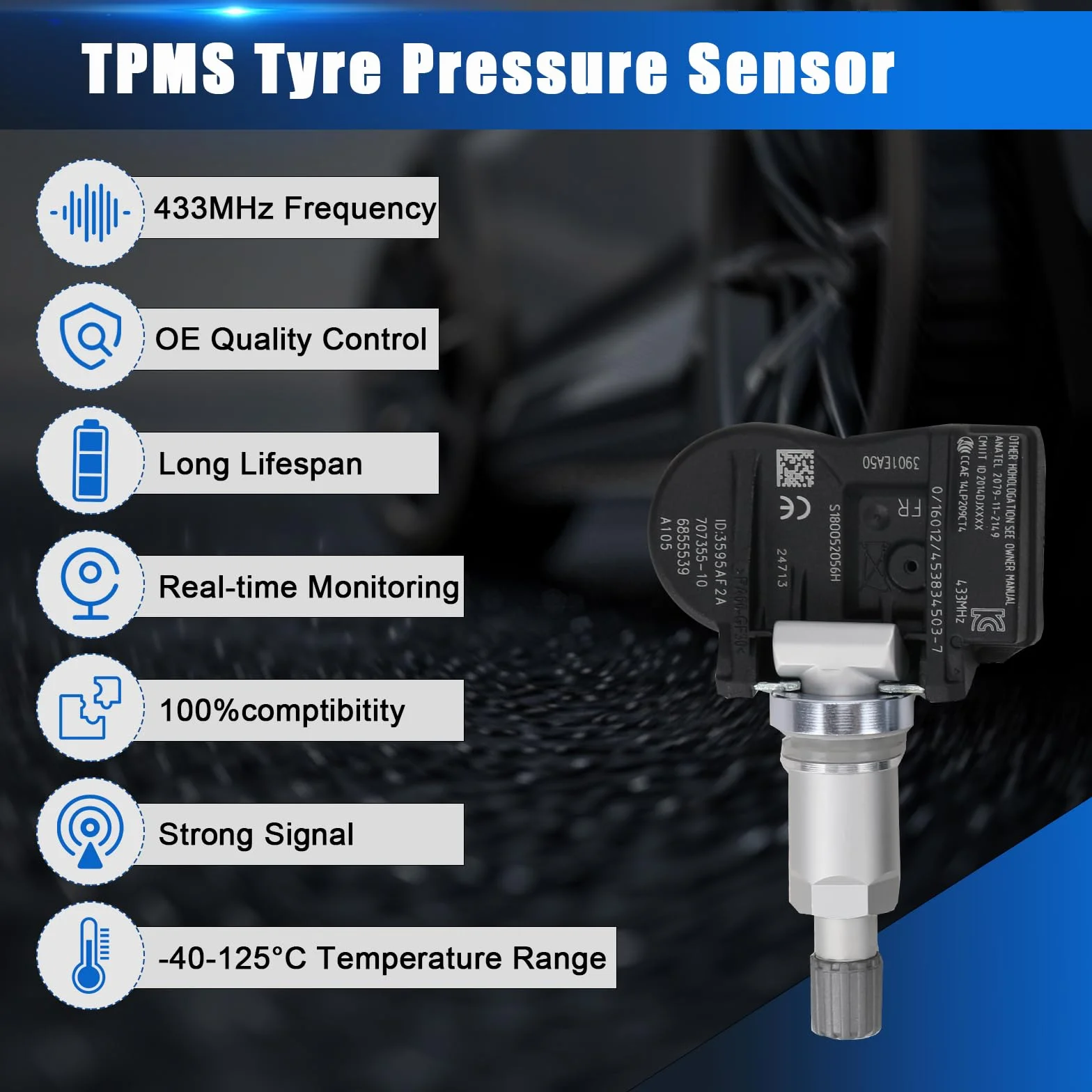 RDKS TPMS - Sensor de Presión de Neumáticos Compatible con BMW Serie 1 3 4 M3 F20 F21 F22 F23 F87 F45 F30 F31 F32 F33 F34 F36 i3 i8 X1 X2 X5 X6 36106881890 36106856209