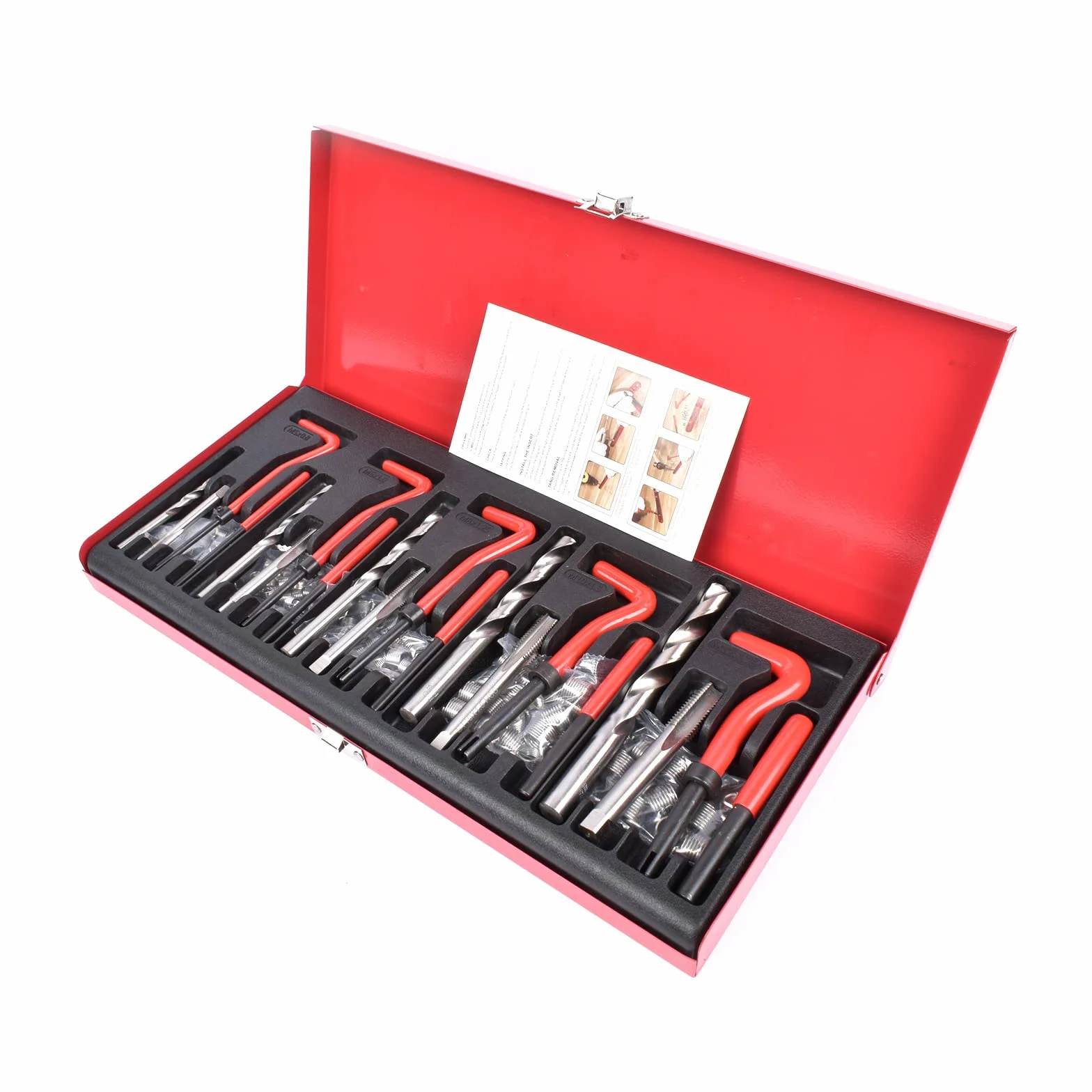 Bisenya Juego de reparación de roscas, 131 piezas, herramientas de reparación de roscas, M5, M6, M8, M10, M12, rosca roja