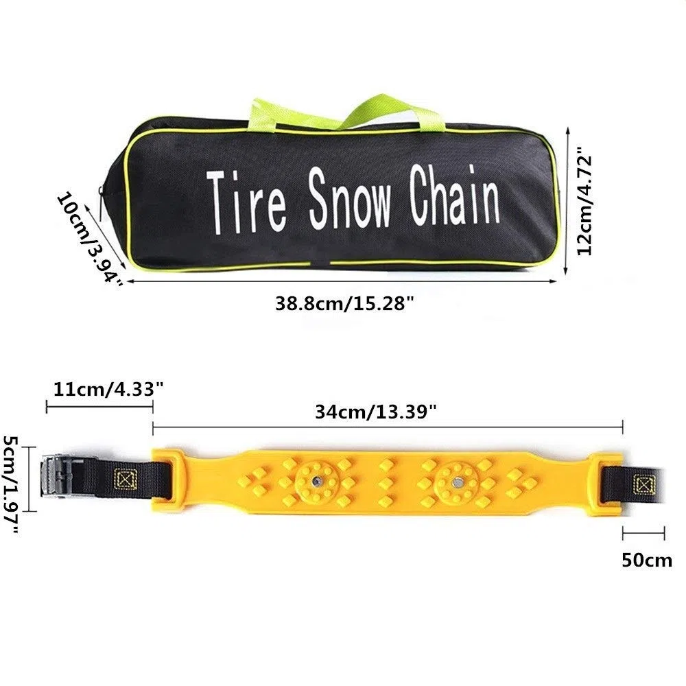DEDC 10pcs Cadenas de Nieve para Coche, 185 mm - 225 mm, Antideslizantes, Universal Banda de TPU para Neumáticos, Cadena de Emergencia de Invierno con 2 Guantes para Coche, Camión, SUV