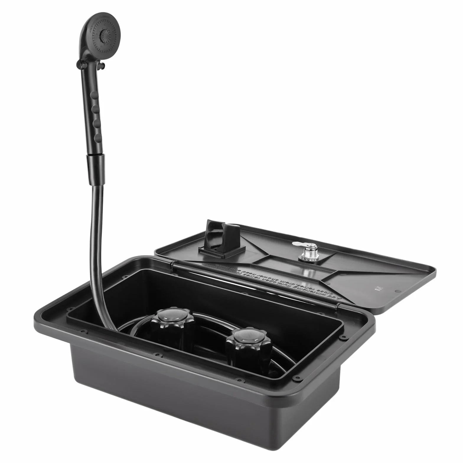 RV Outdoor Shower Box Kit, RV Duschbox Kit con Duschkopf 4,92 Fuß lange Schlauch Verriegelungsschlüssel für Wohnmobilen Vans Reiseanhänger Caravans