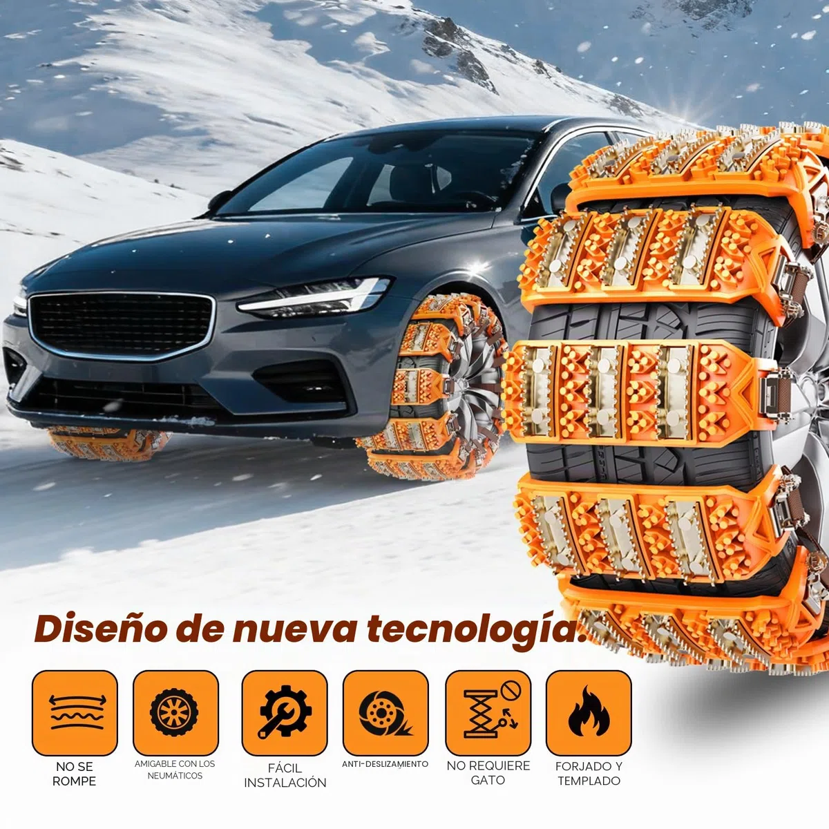 Cadenas de Nieve para Coches Ninonly 8Pcs Cadena Nieve Universal Antideslizante de Emergencia para Coche Camión SUV Adecuadas para Neumáticos Ancho 165mm-265mm para Barro, Arena, Nieve, Hielo, Subida