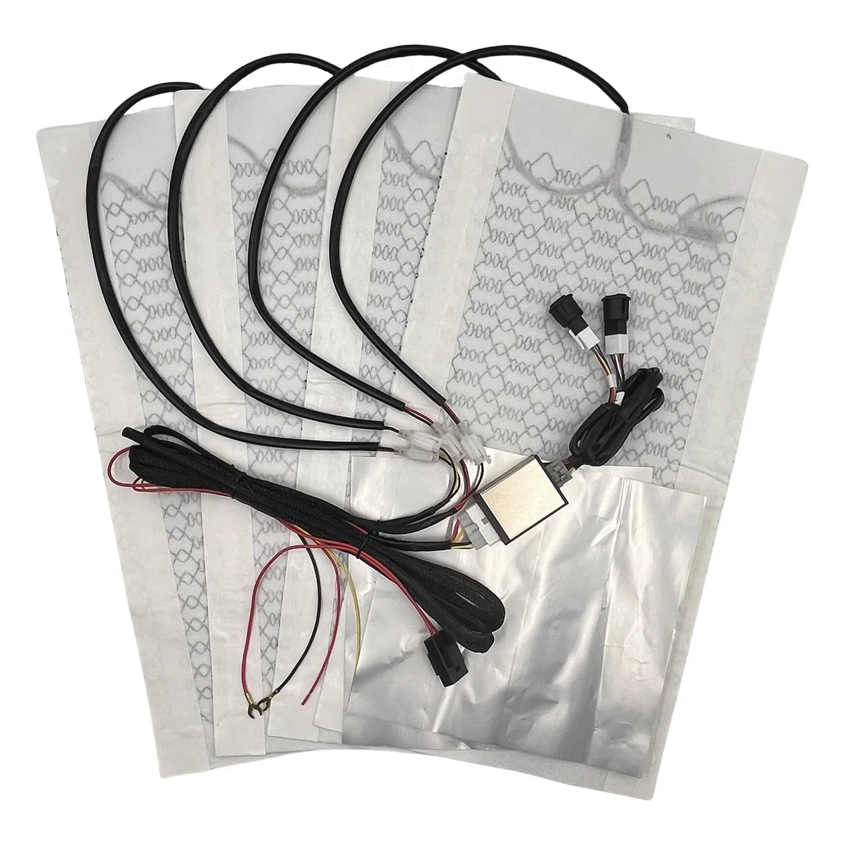 Kit de calefacción de fibra de carbono para asiento de coche con interruptor, 3 niveles, universal, para asientos de coche, 4 almohadillas (2 asientos) - E