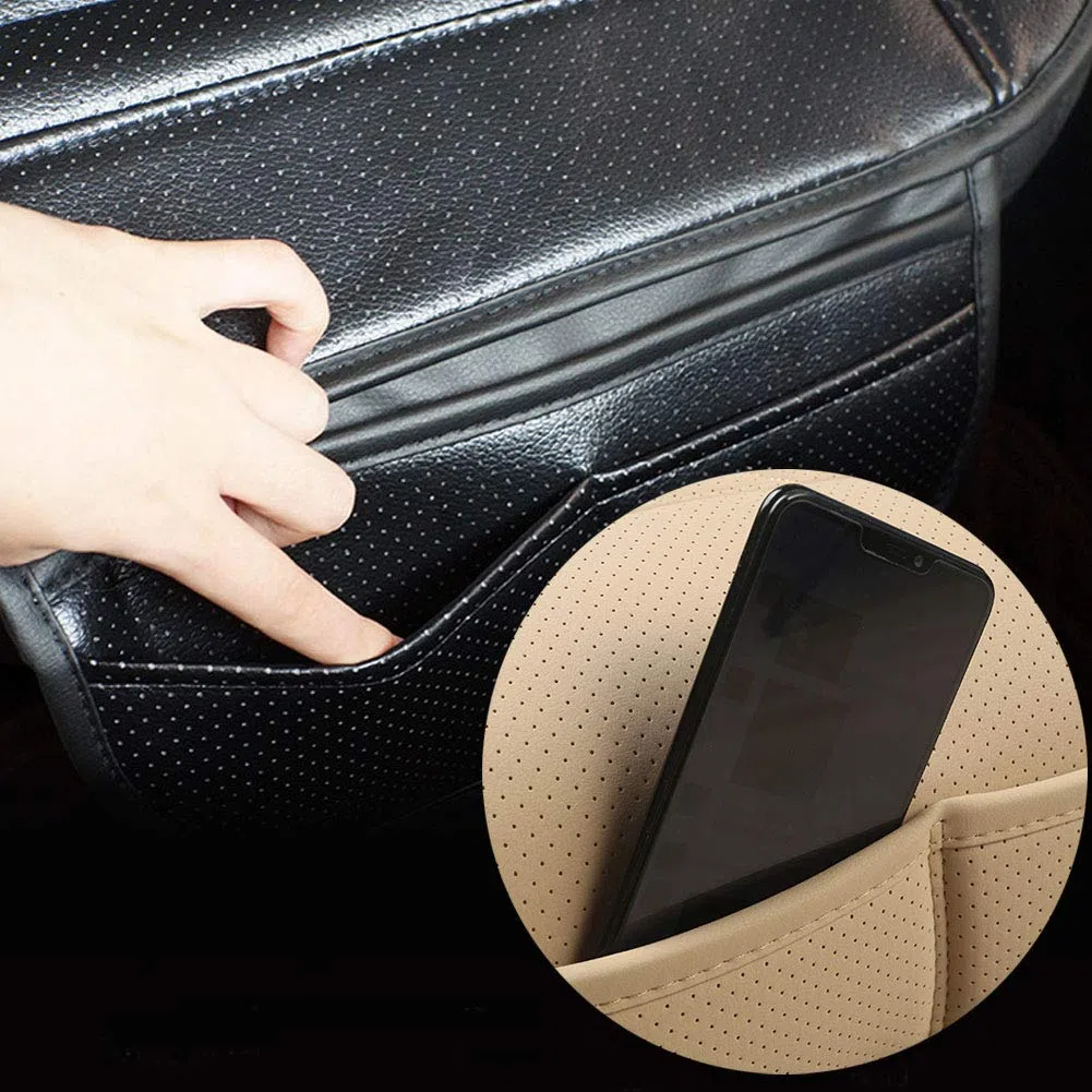 Black Panther Cojin Asiento Coche, Lujo Fundas para Asientos de Coche,Cuatro Estaciones Universal Antideslizante Protector Asiento Delanterocon Respaldo(1PC- Negro)