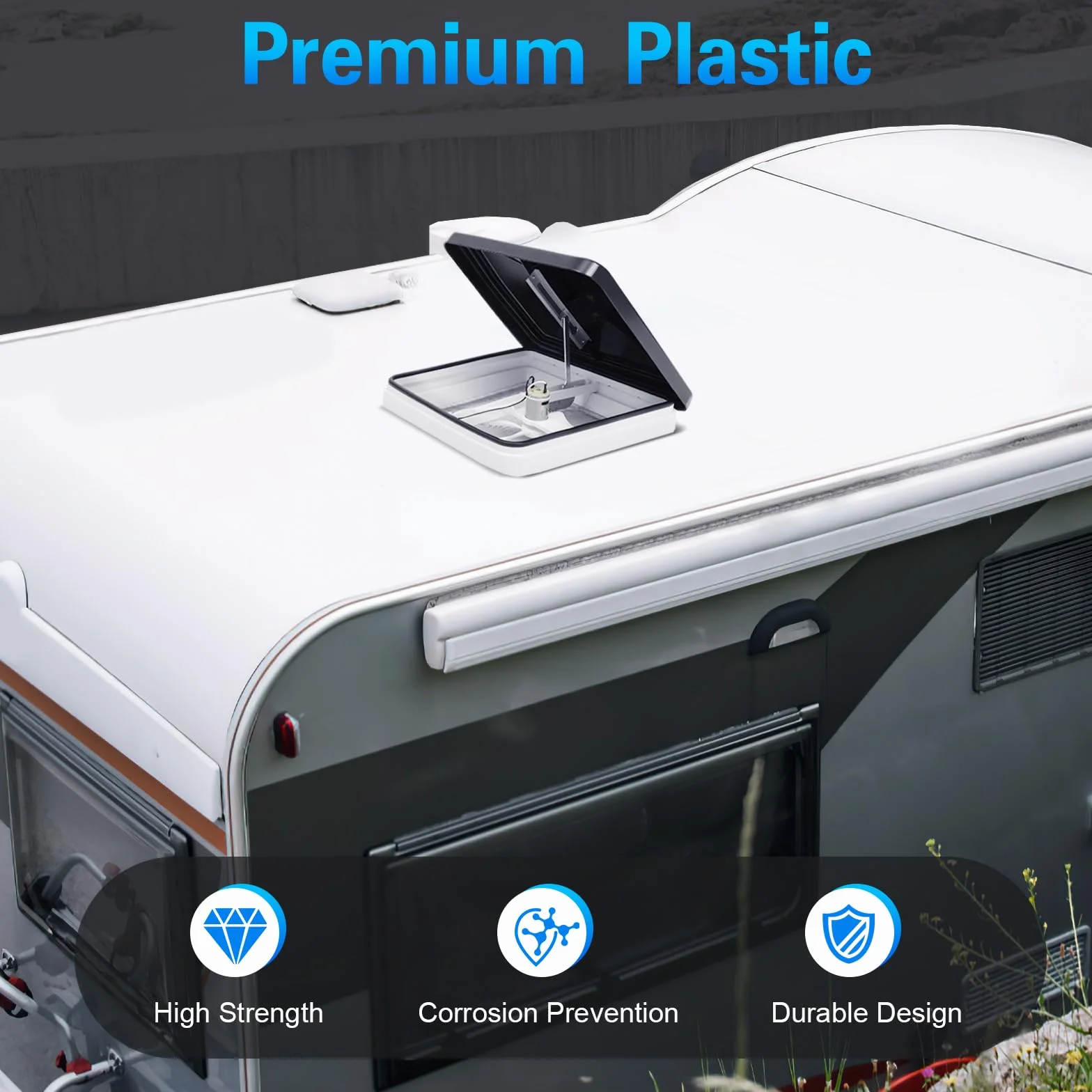 Ventana de techo para caravana o autocaravana, 42 x 42 cm, con apertura de 14 x 14 pulgadas