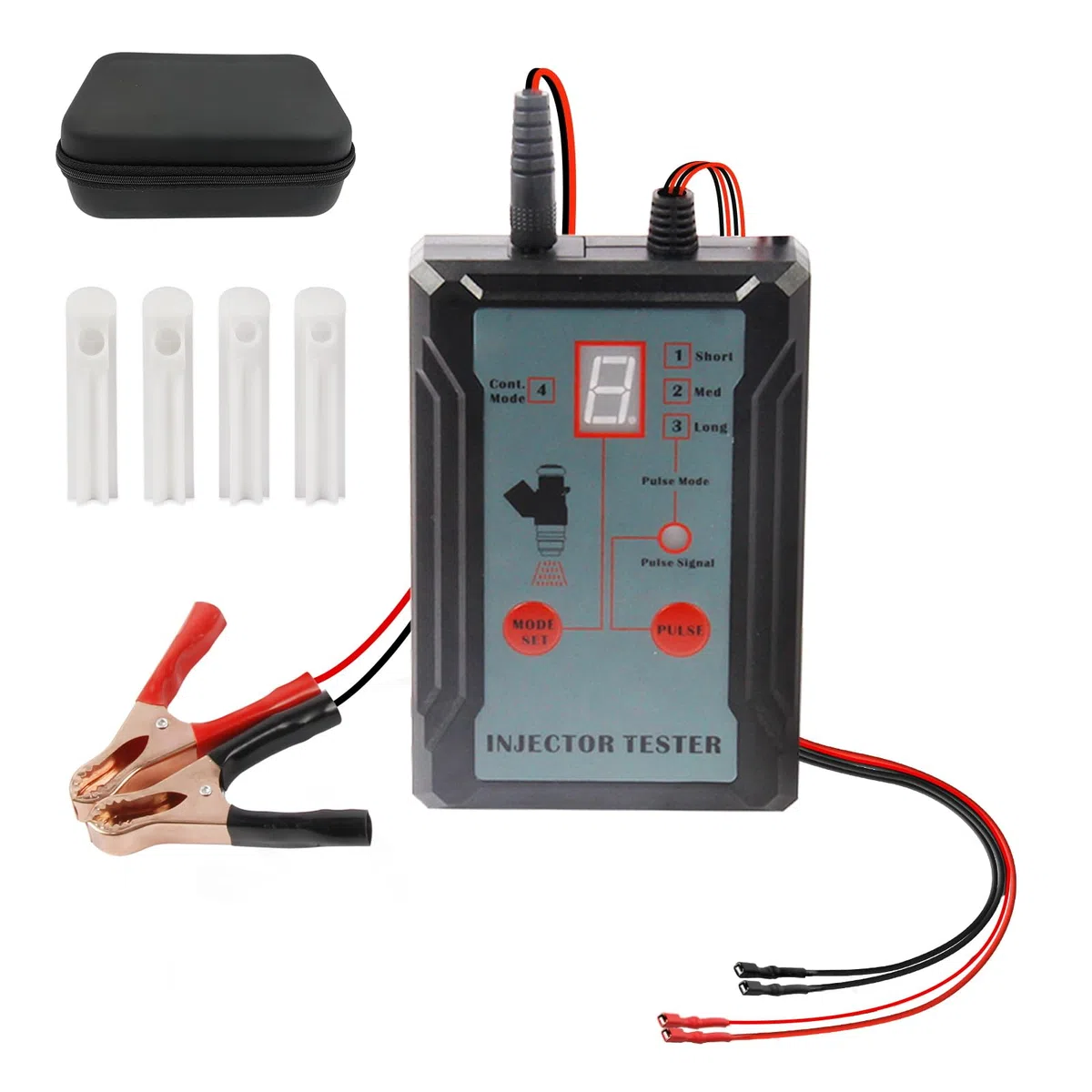 Kit de limpiador y probador de inyectores de combustible mejorado con 8 modos de pulso 4 adaptadores de limpiador de inyectores Modos de potencia de salida de 12 V/5 V Protector contra cortocircuitos