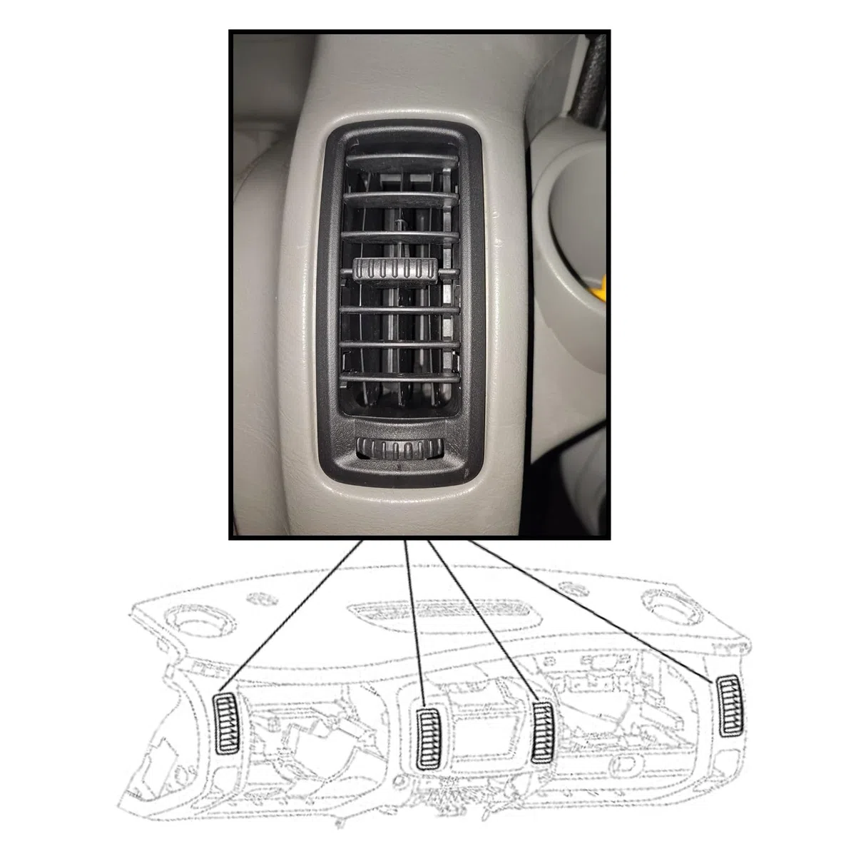 Twowinds - Rejilla de Ventilación Compatible con Renault Trafic II, Opel Vivaro A, Nissan Primastar - Aireador Salpicadero Consola Central - 7701054458 - Difusor Aire, Calefacción, Climatización