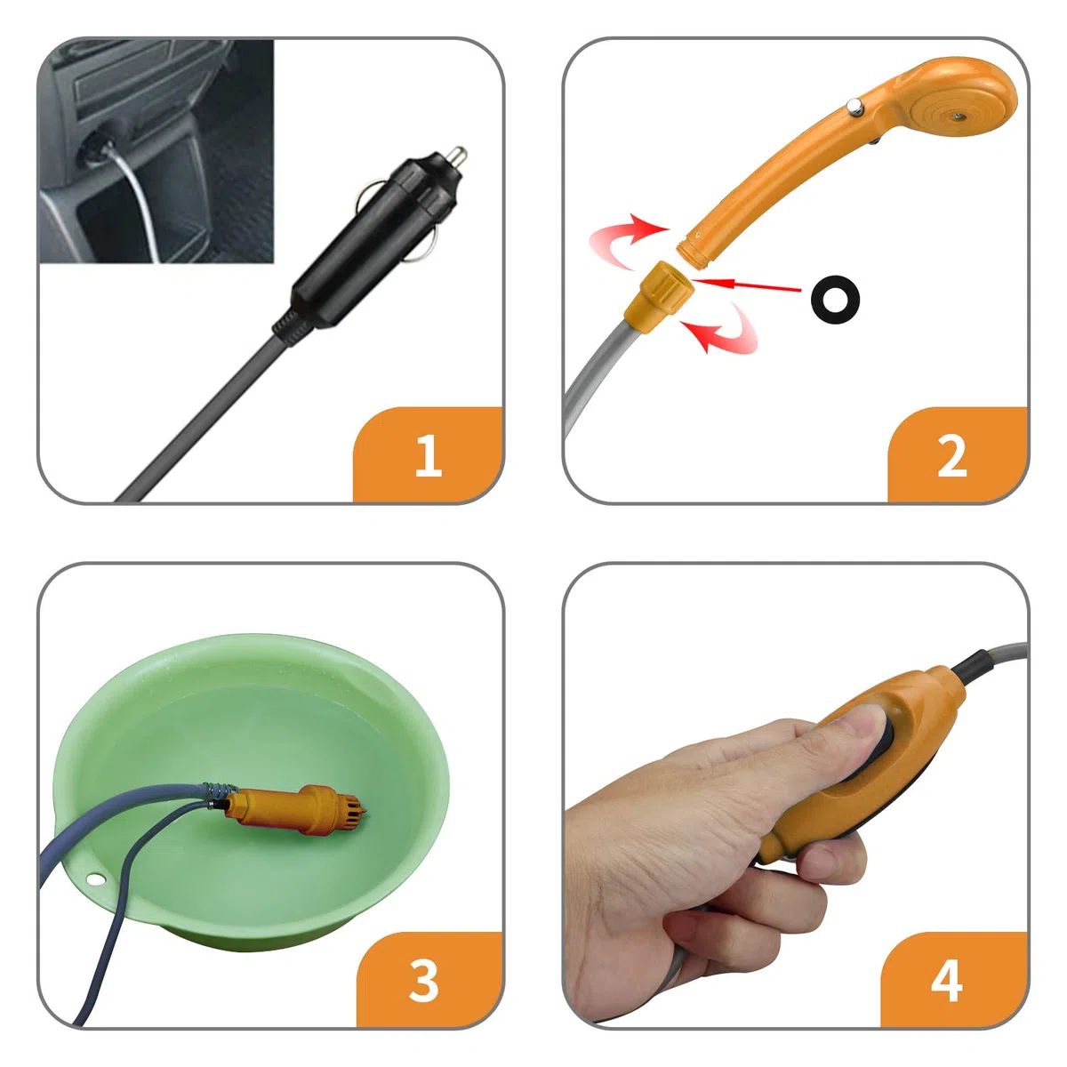 12V Alcachofa Ducha Pistola Rociadora Portátil Auto Jardín Perro ideal para el camping, el coche o lavar al perro