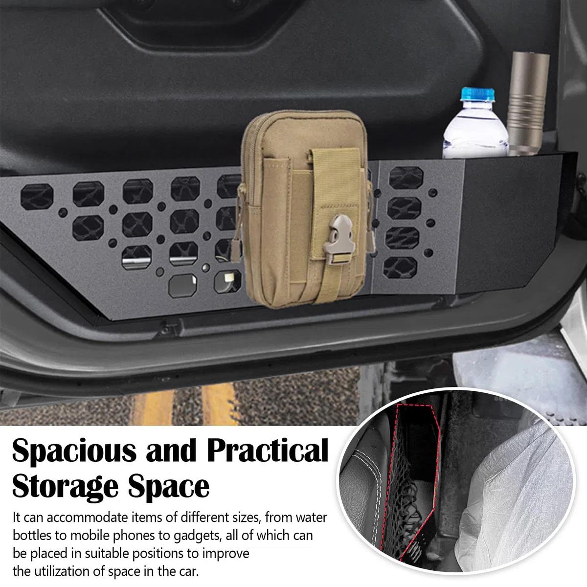 Caja De Almacenamiento De Puerta Delantera Para Jeep Wrangler, Caja De Almacenamiento De Metal, Organizador Lateral De Puerta Para Jeep Wrangler JL JLU 4xe 2018-2024