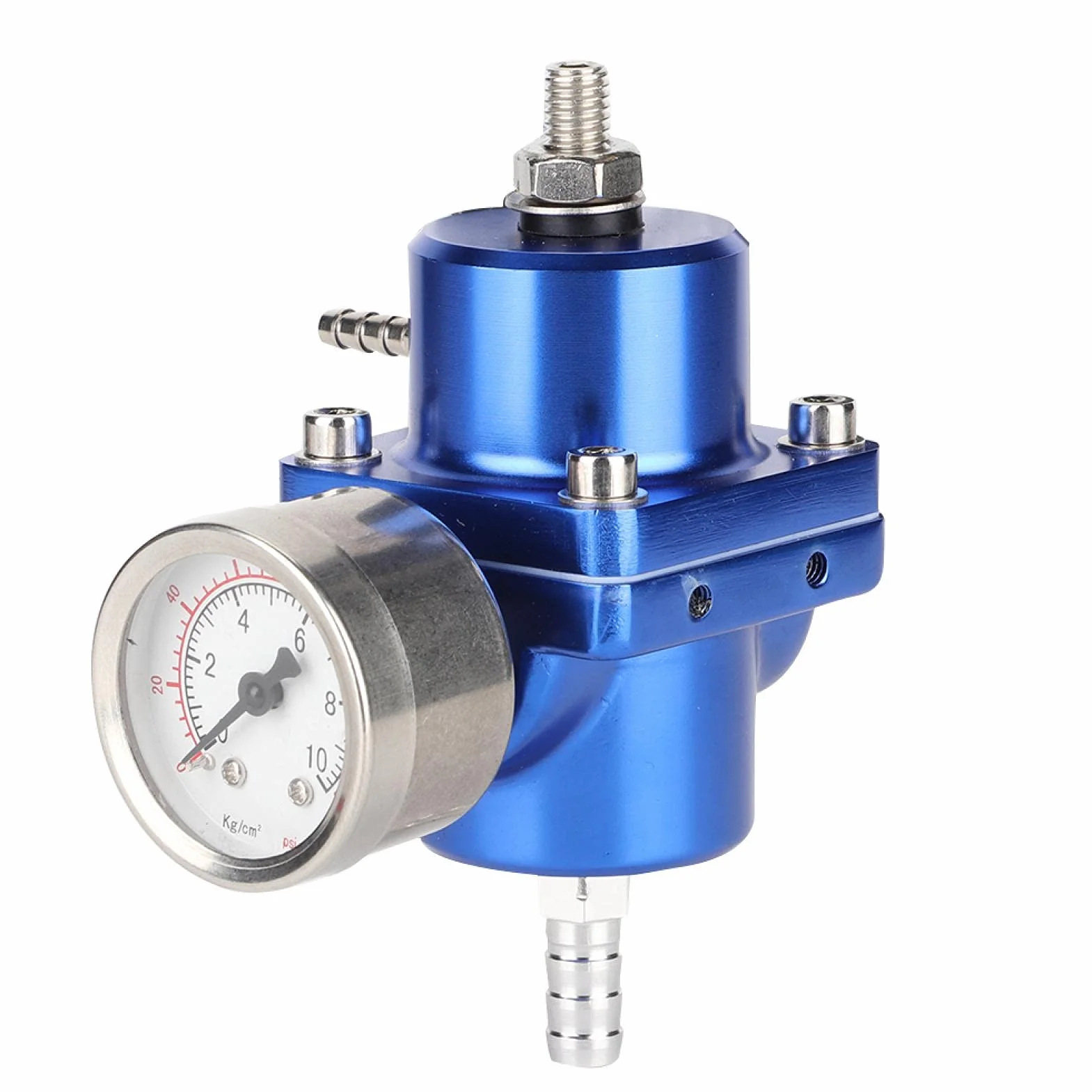 Regulador de presión de combustible, regulador de presión de combustible universal FPR de aleación de aluminio con manguera de calibre 0-140psi ajustable(azul)