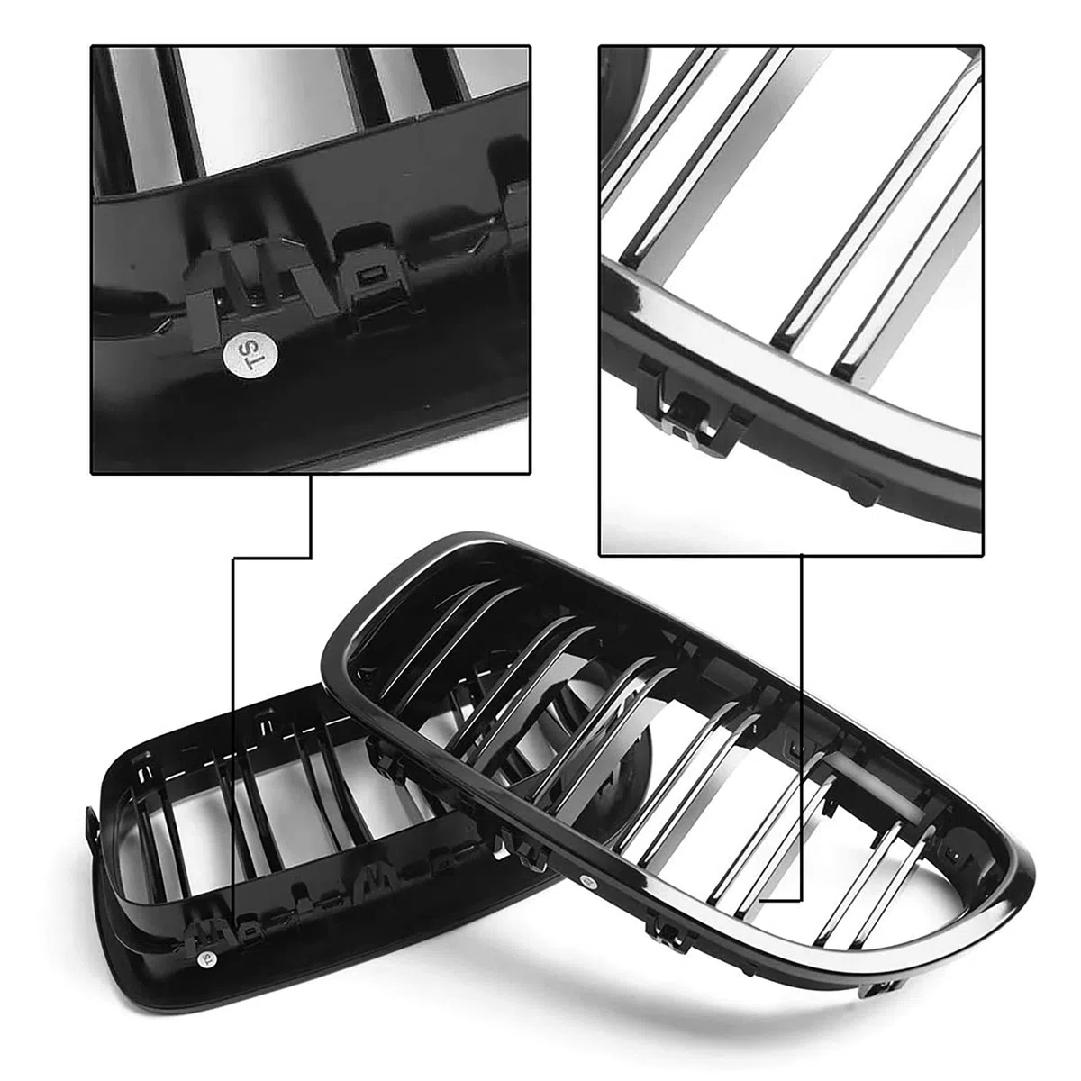 F10 Rejilla De Radiador para BMW Serie 5 F10 F11 M5 Parrilla F10 F11 riñones Serie 5 Doble Negro 2010-2017