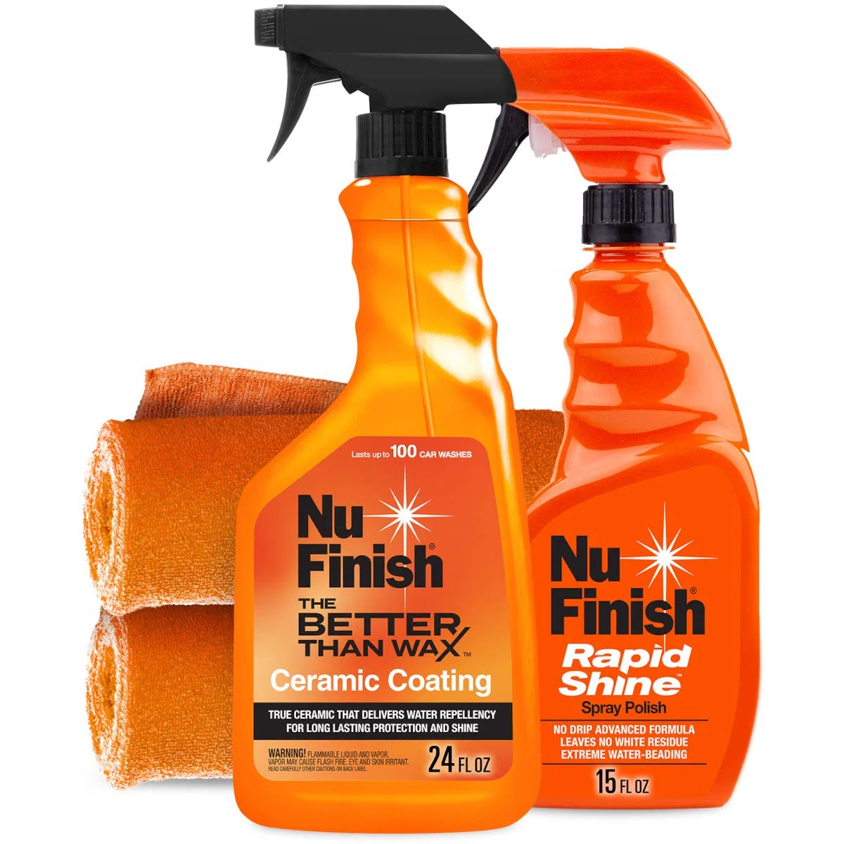 Nu Finish Kit protector de abrigo, juego de 4 protectores de coche que protege y restaura el brillo del coche, incluye revestimiento de cerámica, brillo rápido y 2 toallas de microfibra