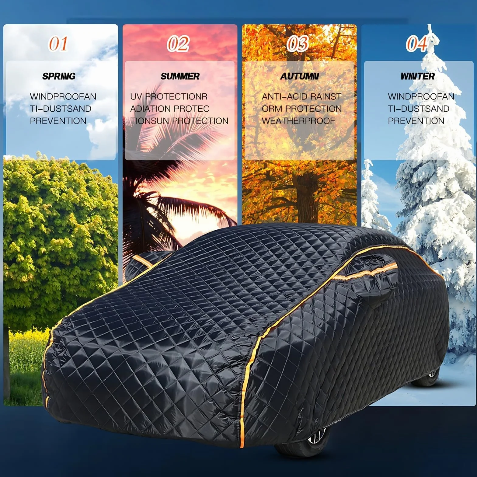 Funda Coche Exterior para Citroen DS7 Crossback, Funda para Coche Exterior Transpirable, Cubre Coche Resistente al Sol, a la Lluvia y al Polv para Todo Tipo de Clima