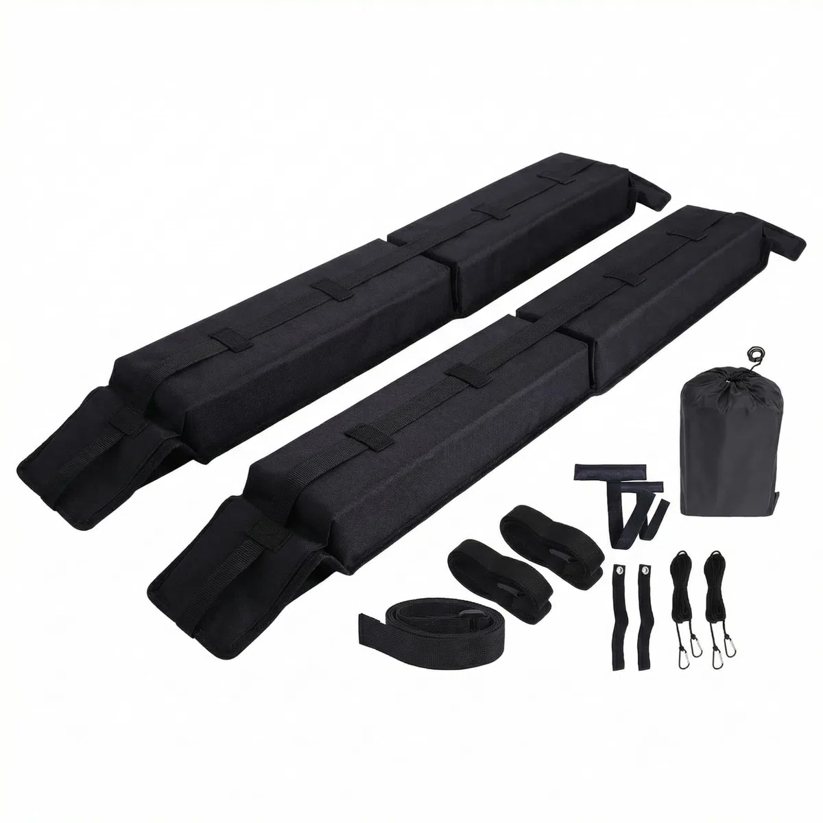 Barras de Techo Suaves Universales para Coche, Baca Portaequipajes Acolchada Plegable con Correas y Ganchos para Kayak, Surf, Esquís y Equipaje