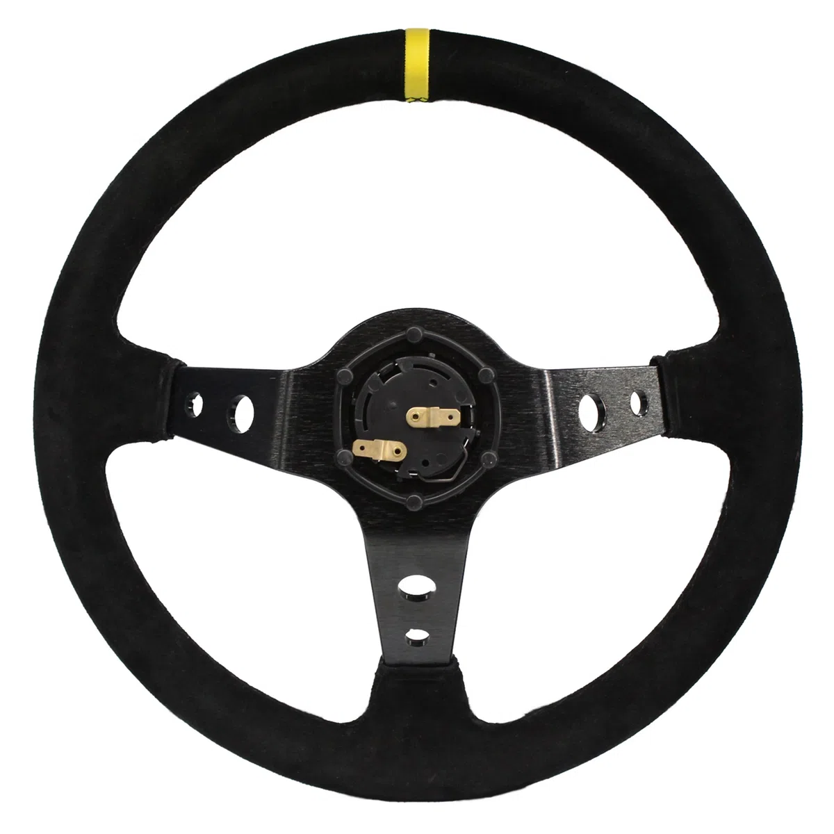 M MODAUTO Volante Deportivo Universal, Desplazado (G001-Piel Vuelta-Negro)