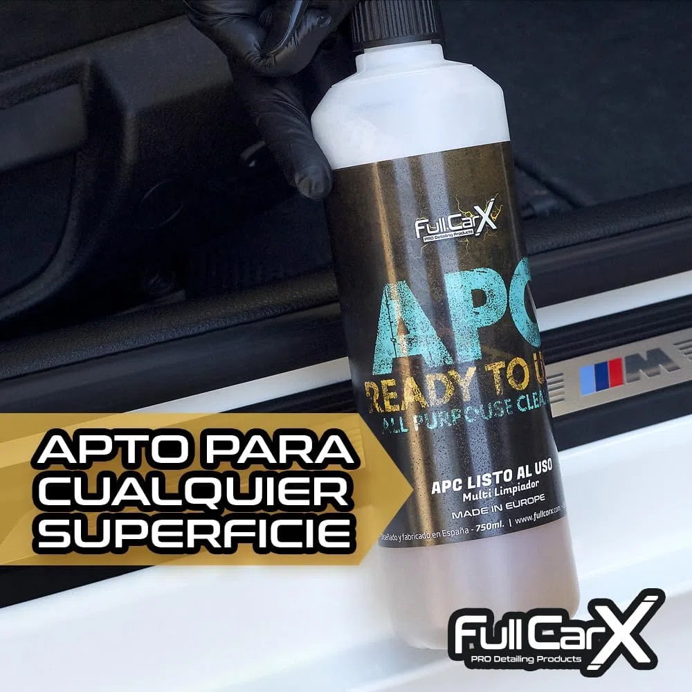 AutoFullCar – APC Limpiador Multiusos FullCarX 750ml Listo al Uso + 2 Pinceles Detailing, Espuma Activa con Cloruro de Benzalconio, Interior y Exterior, Tapicería, Motor, Llantas, Desinfectante
