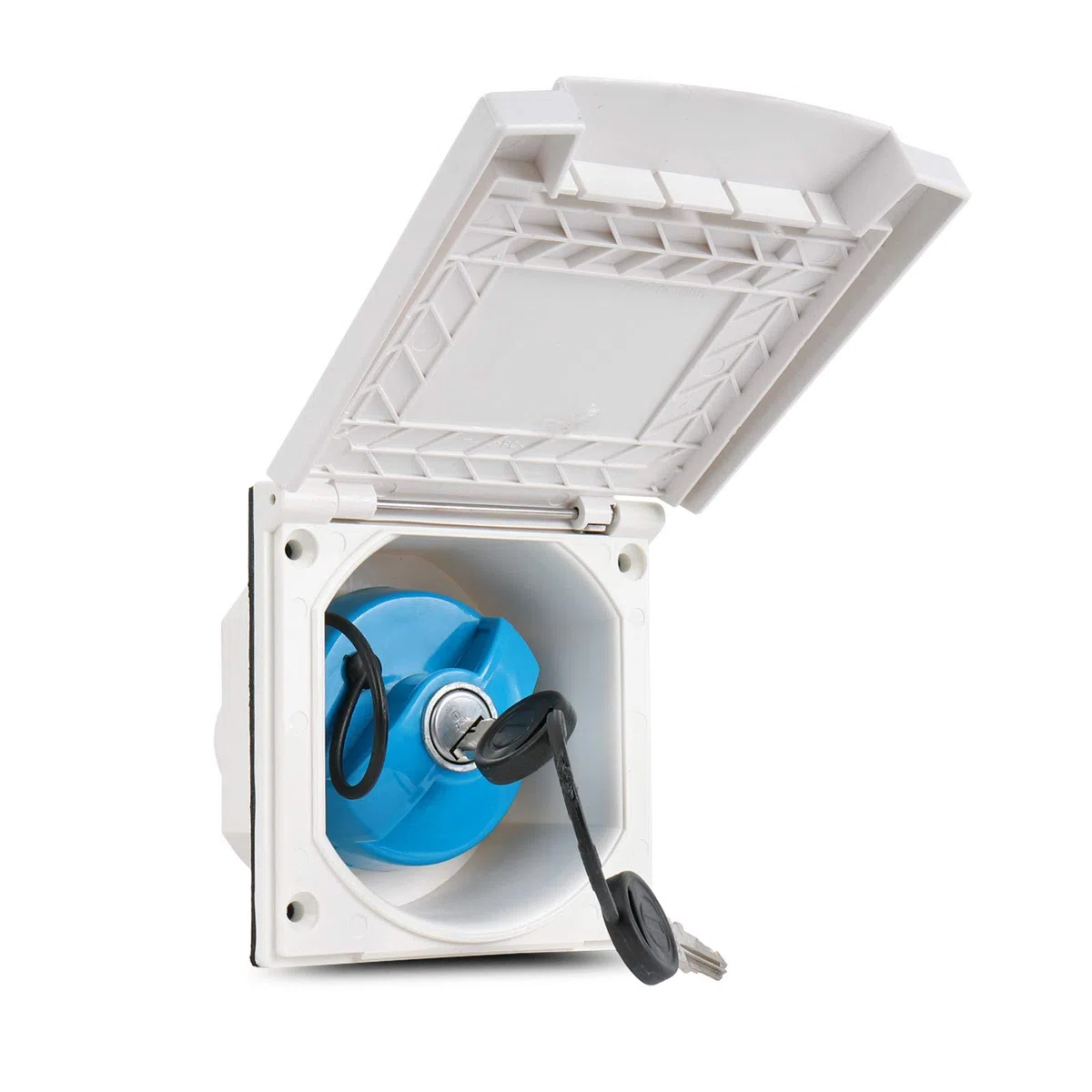 Boquilla de llenado de agua con tapa para caravana, autocaravana, tapa de depósito de agua, con cerradura, color blanco