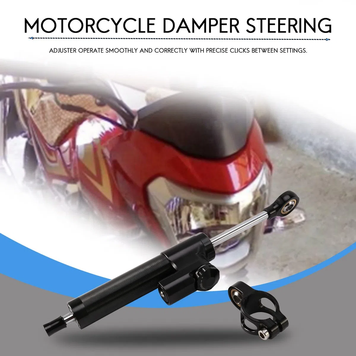 Regulador de dirección universal para motocicleta, estabilizador lineal, control seguro inverso CNC para MT09 MT07 YZF R1 R6 Negro, 500082134A3
